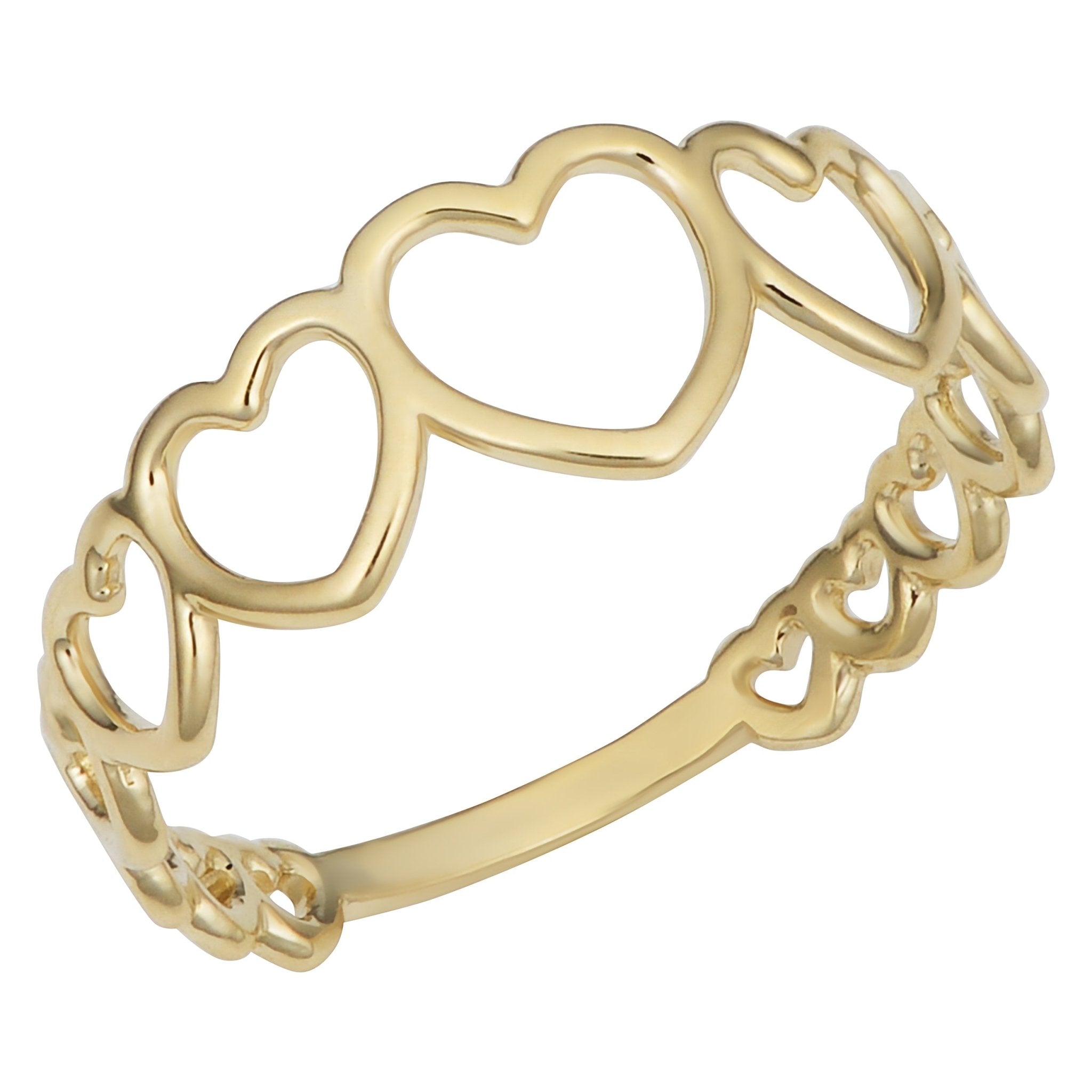 14k Yellow Gold Hearts Ring - JewelryAffairs