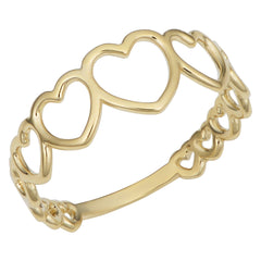 14k Yellow Gold Hearts Ring - JewelryAffairs