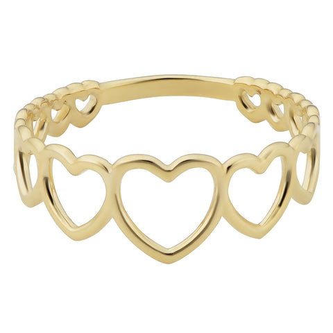 14k Yellow Gold Hearts Ring