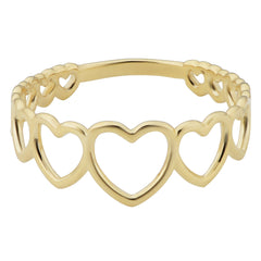 14k Yellow Gold Hearts Ring - JewelryAffairs