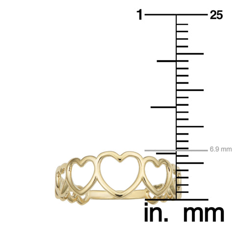 14k Yellow Gold Hearts Ring