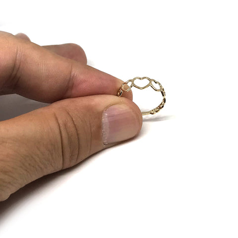 14k Yellow Gold Hearts Ring