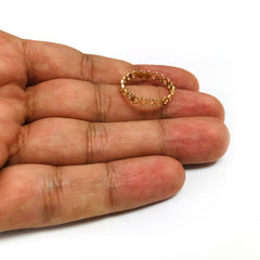 14k Yellow Gold Hearts Womens Band Ring, Size 7 - JewelryAffairs