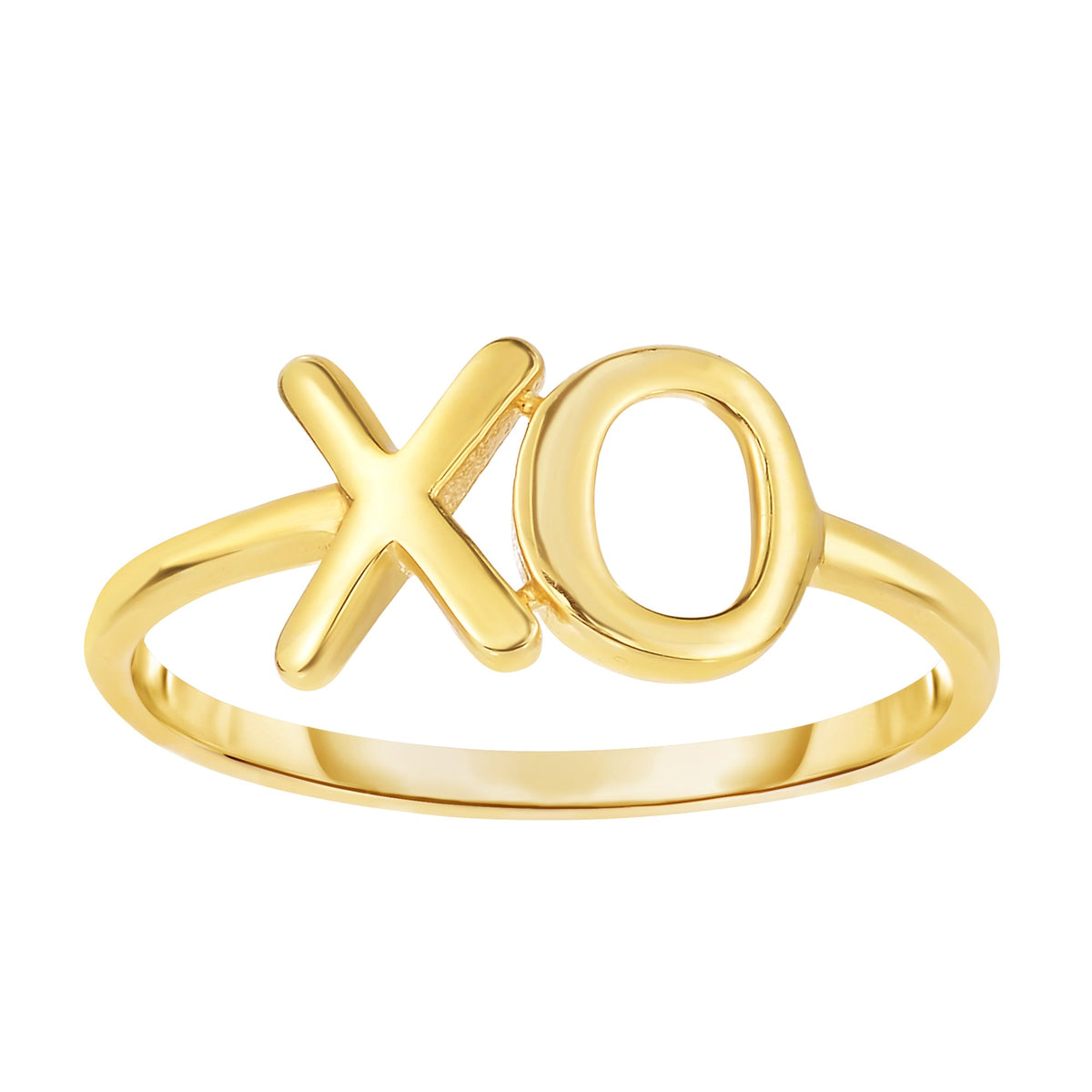 14K Yellow Gold Hug And Kiss Ring, Size 7 - JewelryAffairs