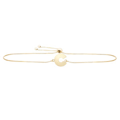 14k Yellow Gold Initial Letter Friendship Adjustable Bracelet, 9.25" - JewelryAffairs