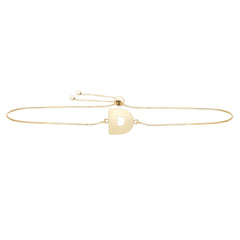 14k Yellow Gold Initial Letter Friendship Adjustable Bracelet, 9.25" - JewelryAffairs