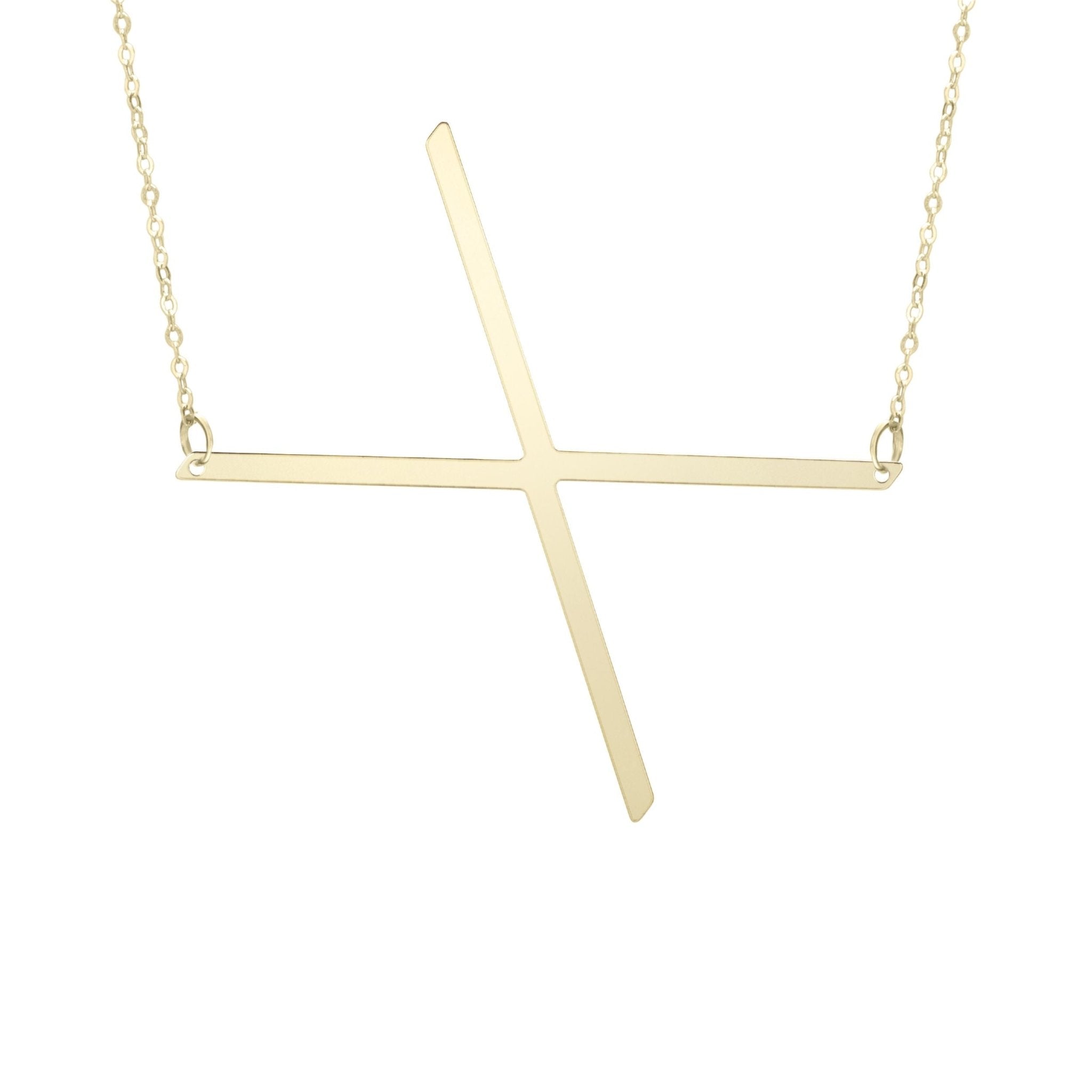 14k Yellow Gold Initial Letter Pendant Necklace, 18" - JewelryAffairs