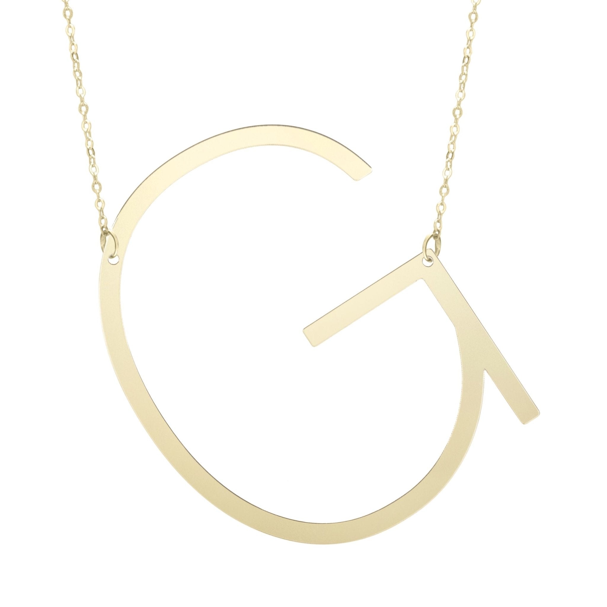 14k Yellow Gold Initial Letter Pendant Necklace, 18" - JewelryAffairs