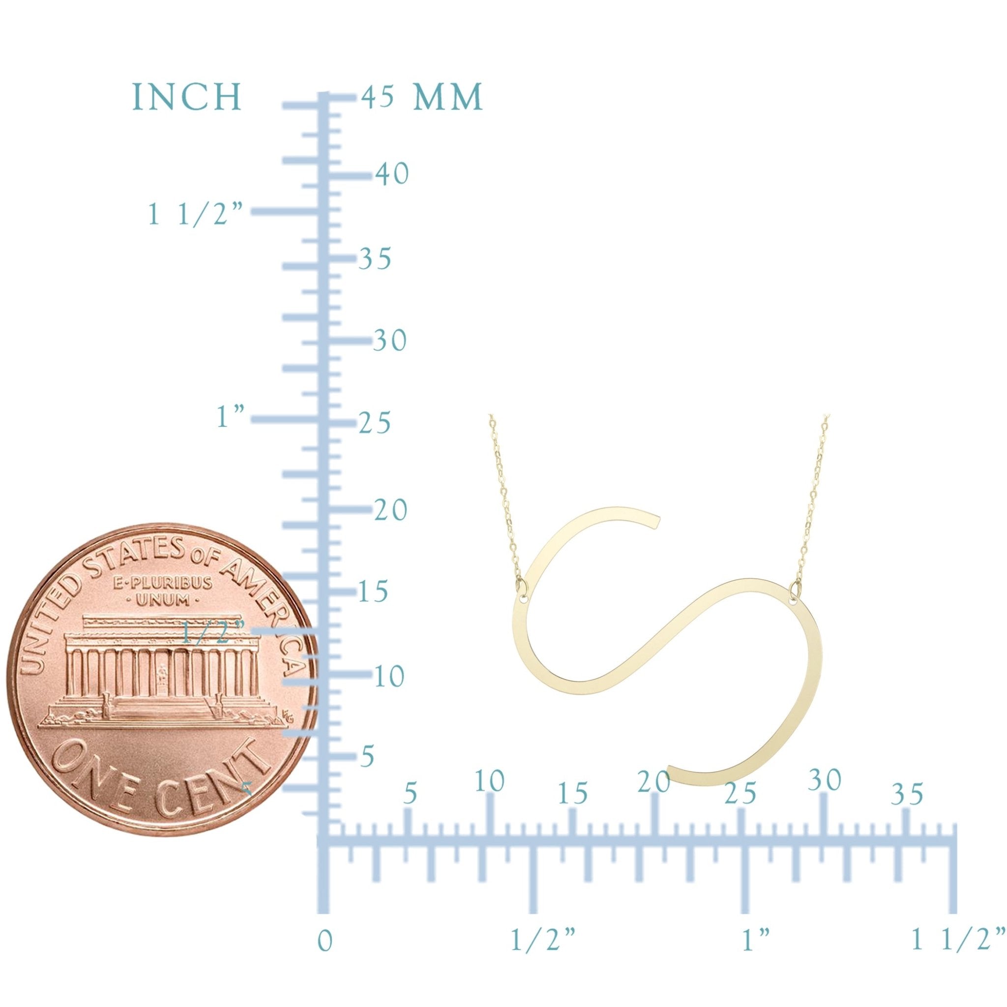 14k Yellow Gold Initial Letter Pendant Necklace, 18" - JewelryAffairs