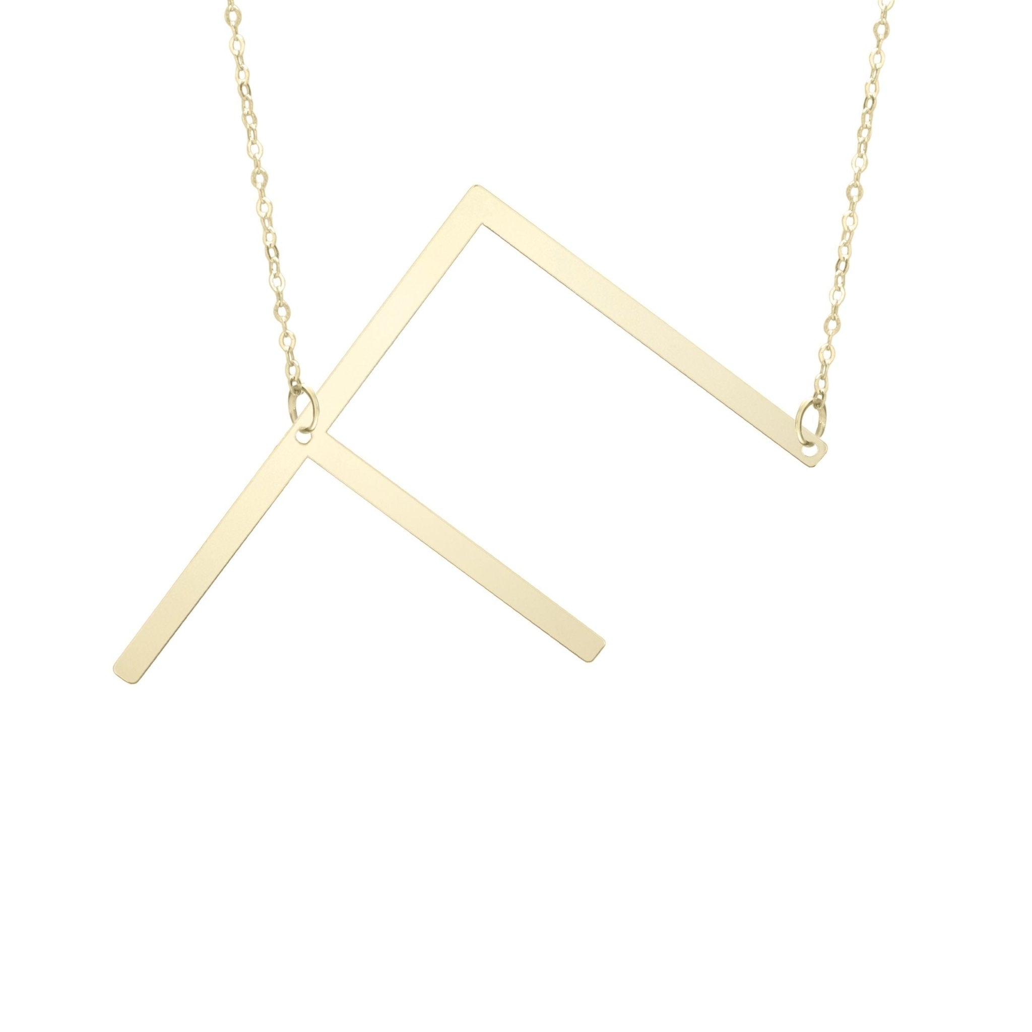 14k Yellow Gold Initial Letter Pendant Necklace, 18" - JewelryAffairs