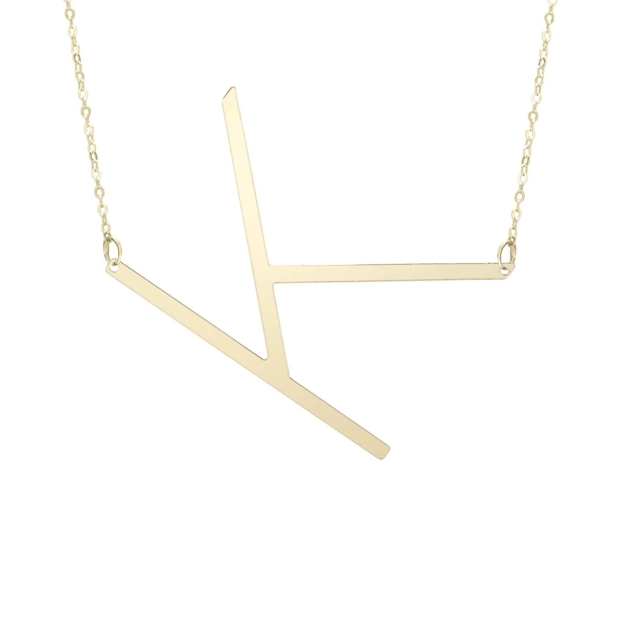 14k Yellow Gold Initial Letter Pendant Necklace, 18" - JewelryAffairs