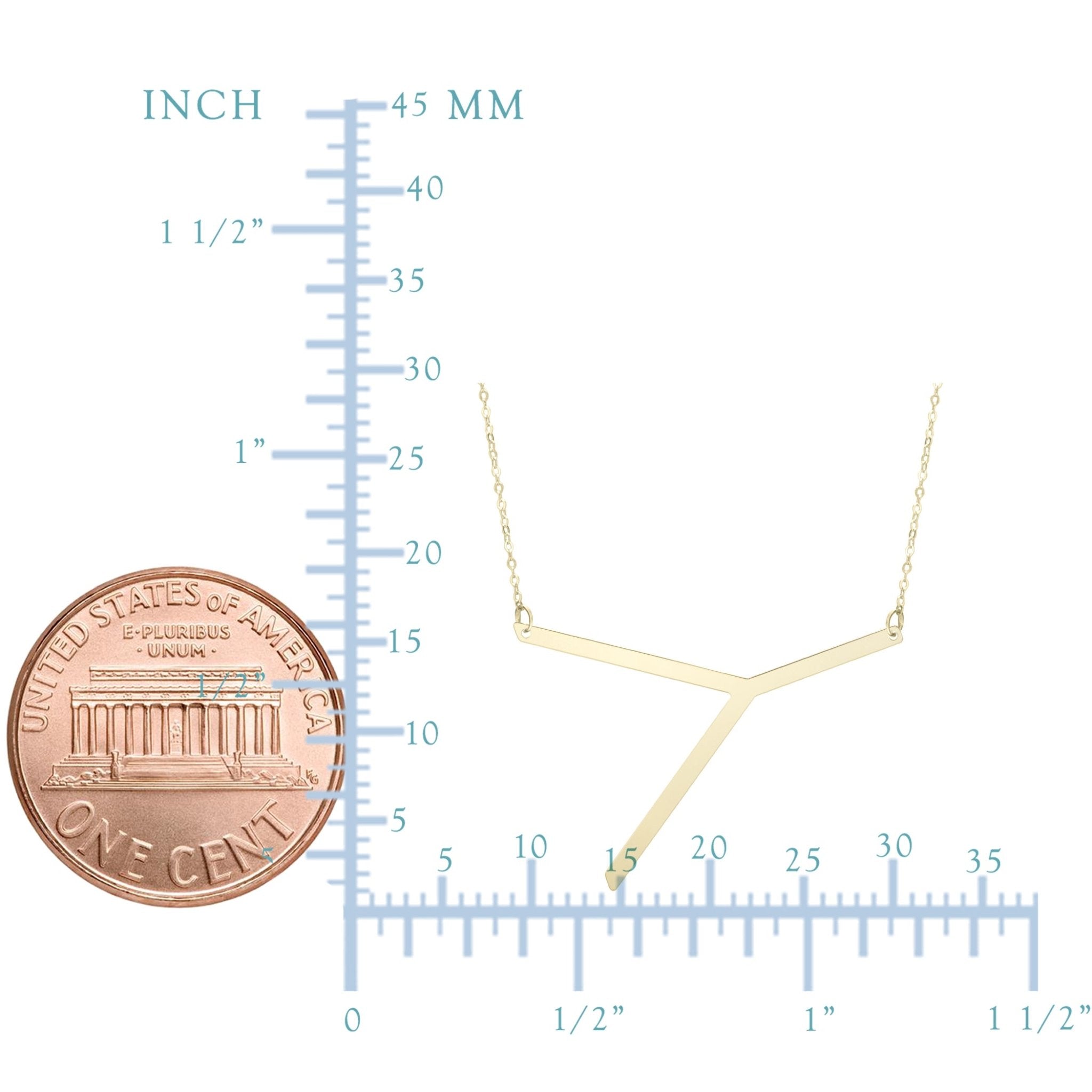 14k Yellow Gold Initial Letter Pendant Necklace, 18" - JewelryAffairs