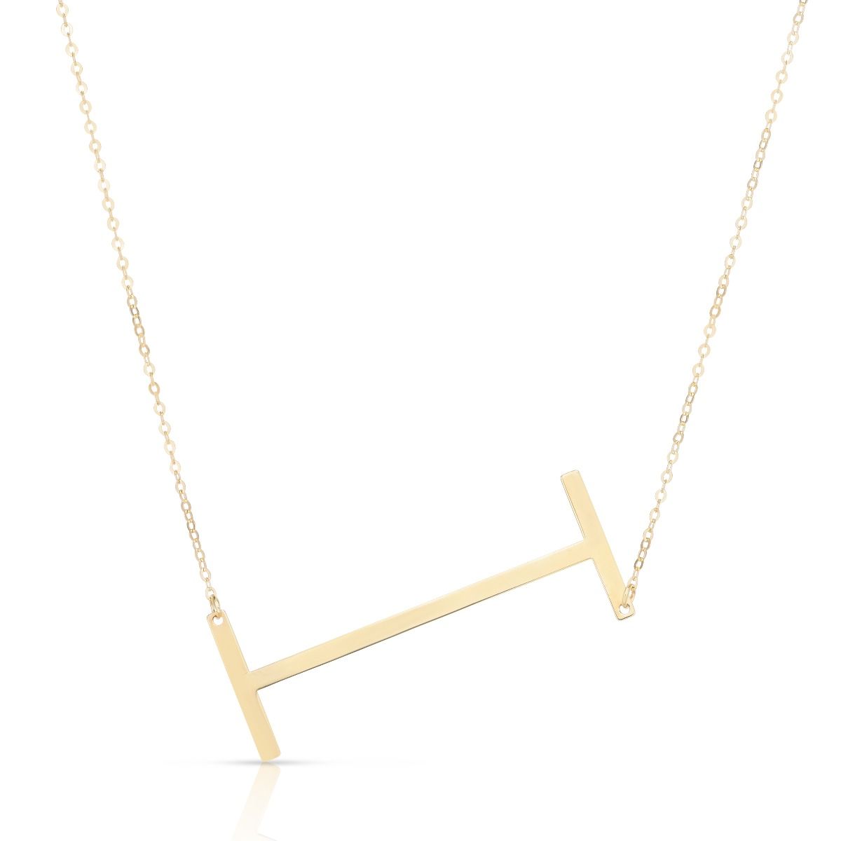 14k Yellow Gold Initial Letter Pendant Necklace, 18" - JewelryAffairs