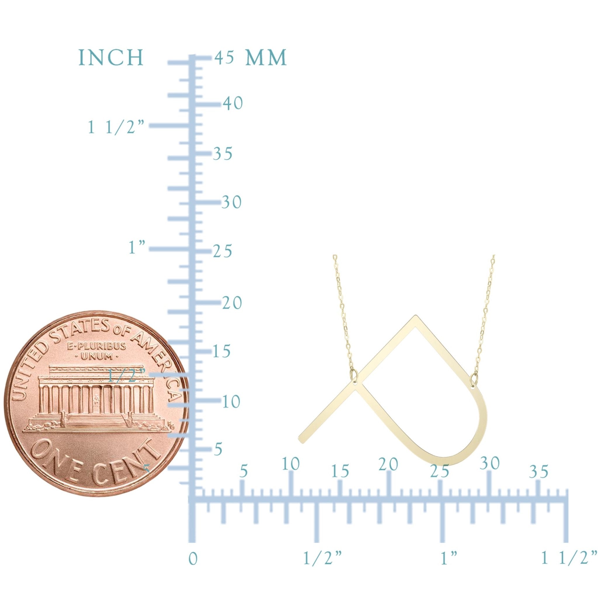 14k Yellow Gold Initial Letter Pendant Necklace, 18" - JewelryAffairs