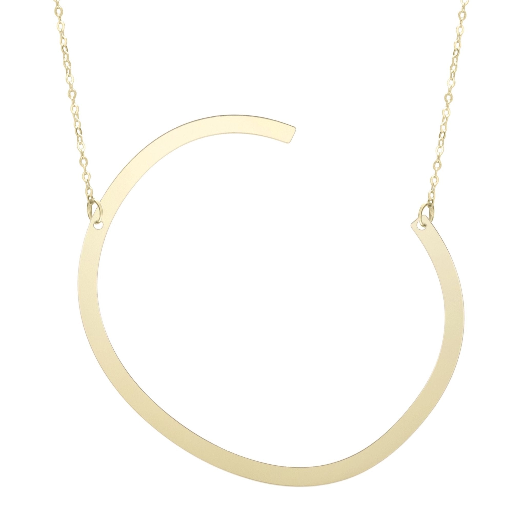 14k Yellow Gold Initial Letter Pendant Necklace, 18" - JewelryAffairs