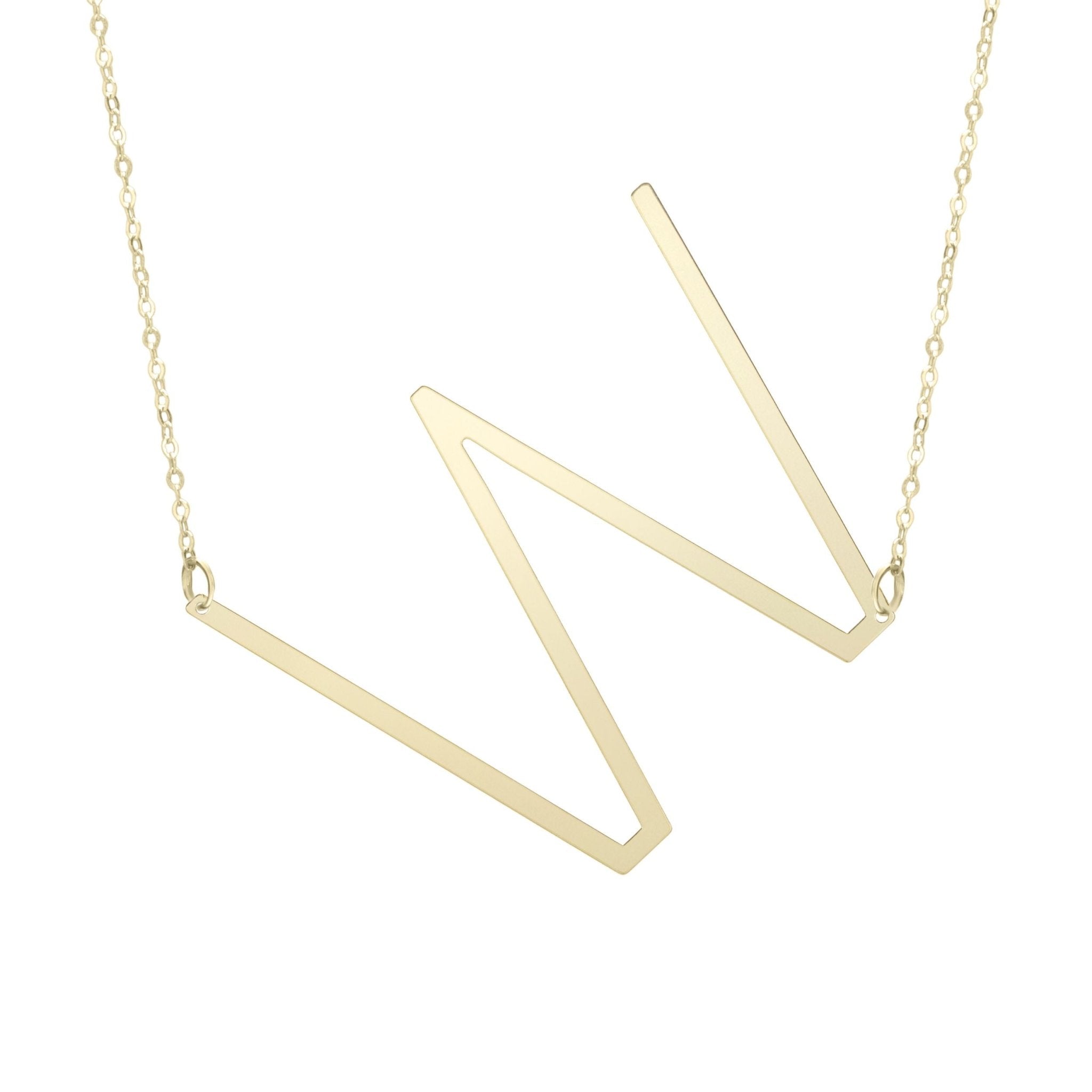 14k Yellow Gold Initial Letter Pendant Necklace, 18" - JewelryAffairs