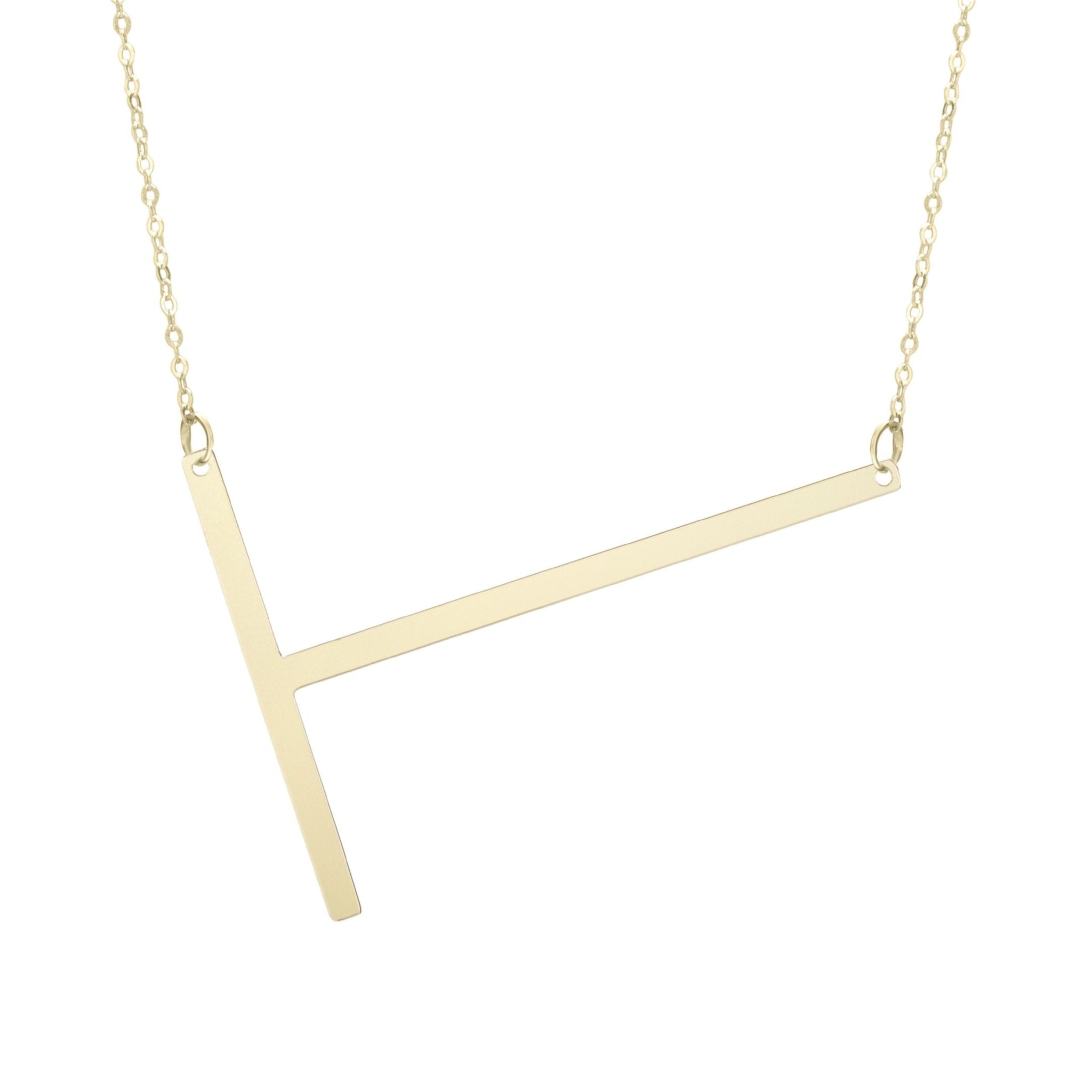 14k Yellow Gold Initial Letter Pendant Necklace, 18" - JewelryAffairs