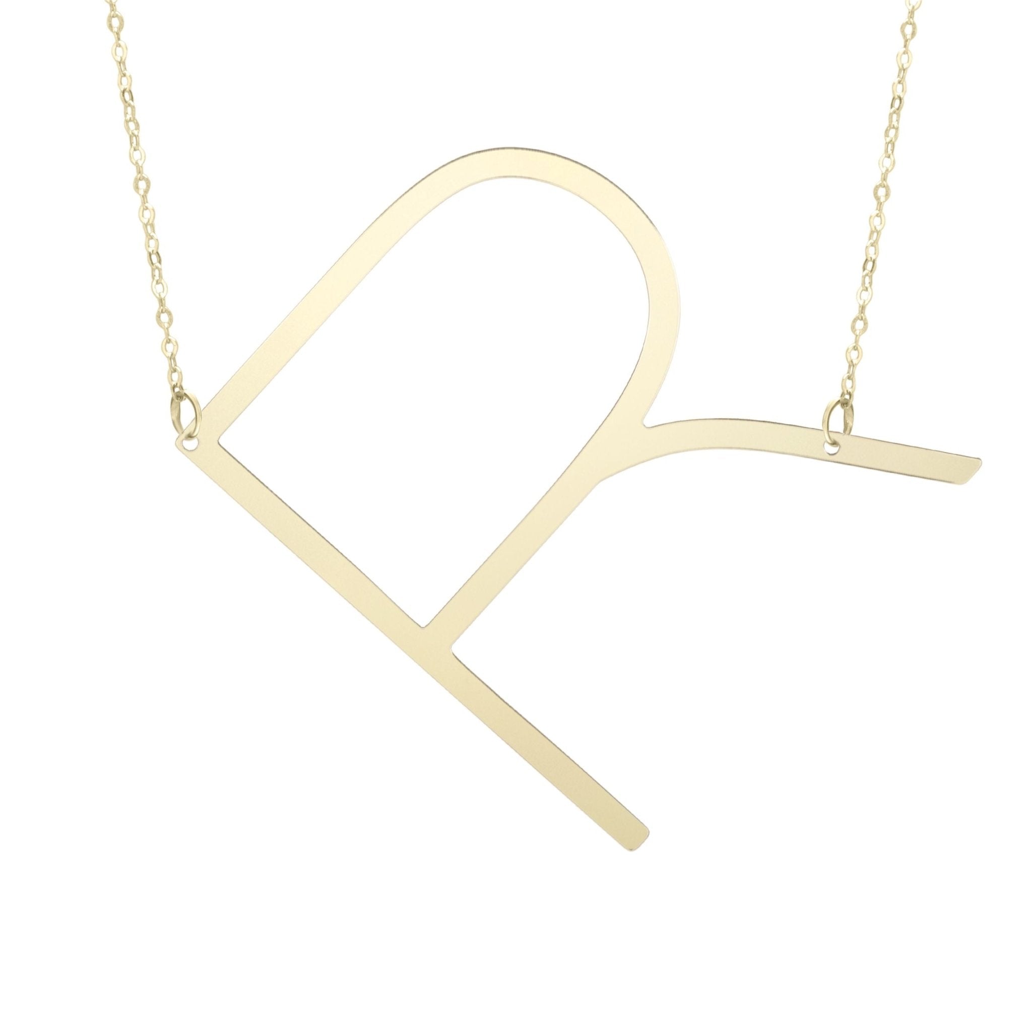 14k Yellow Gold Initial Letter Pendant Necklace, 18" - JewelryAffairs