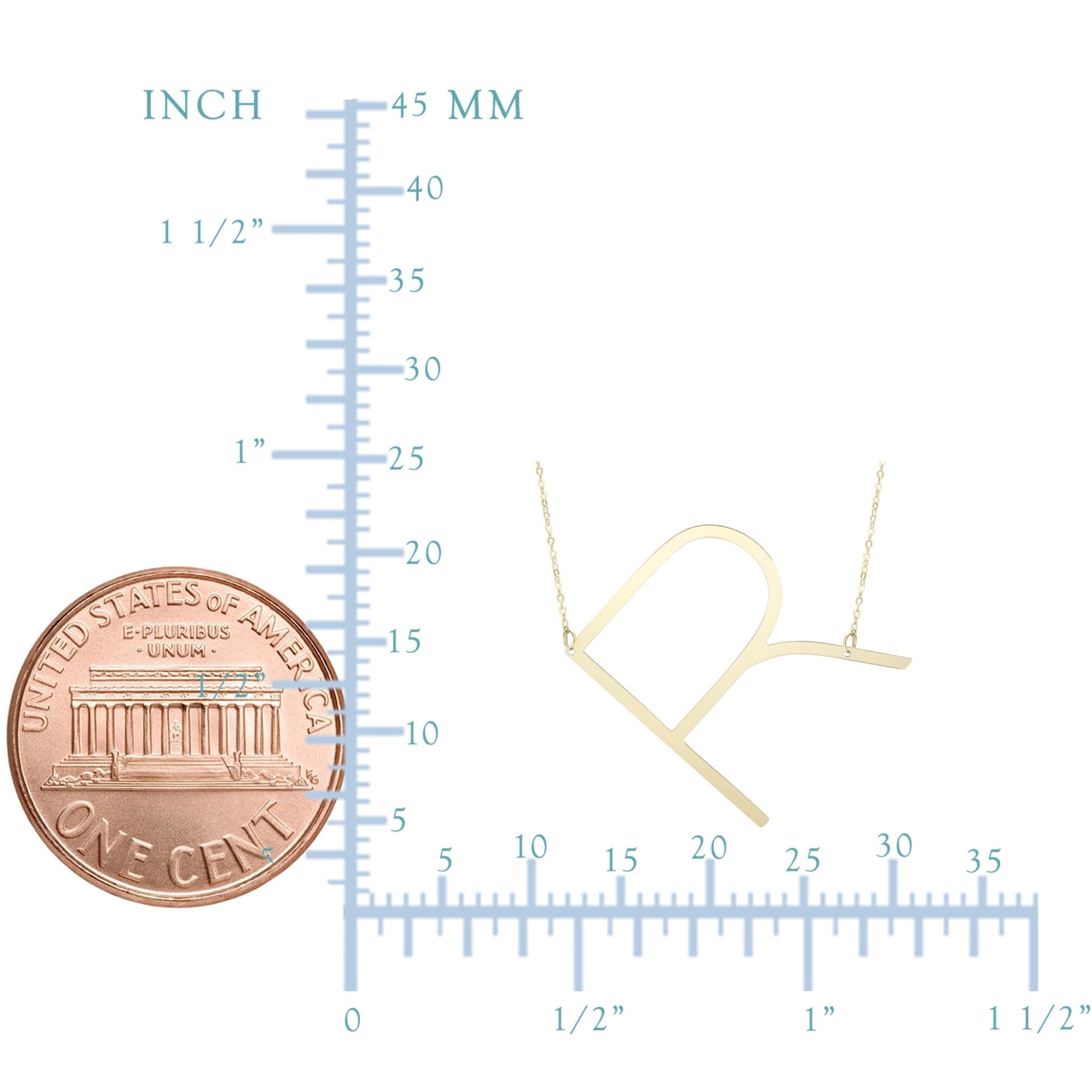 14k Yellow Gold Initial Letter Pendant Necklace, 18" - JewelryAffairs