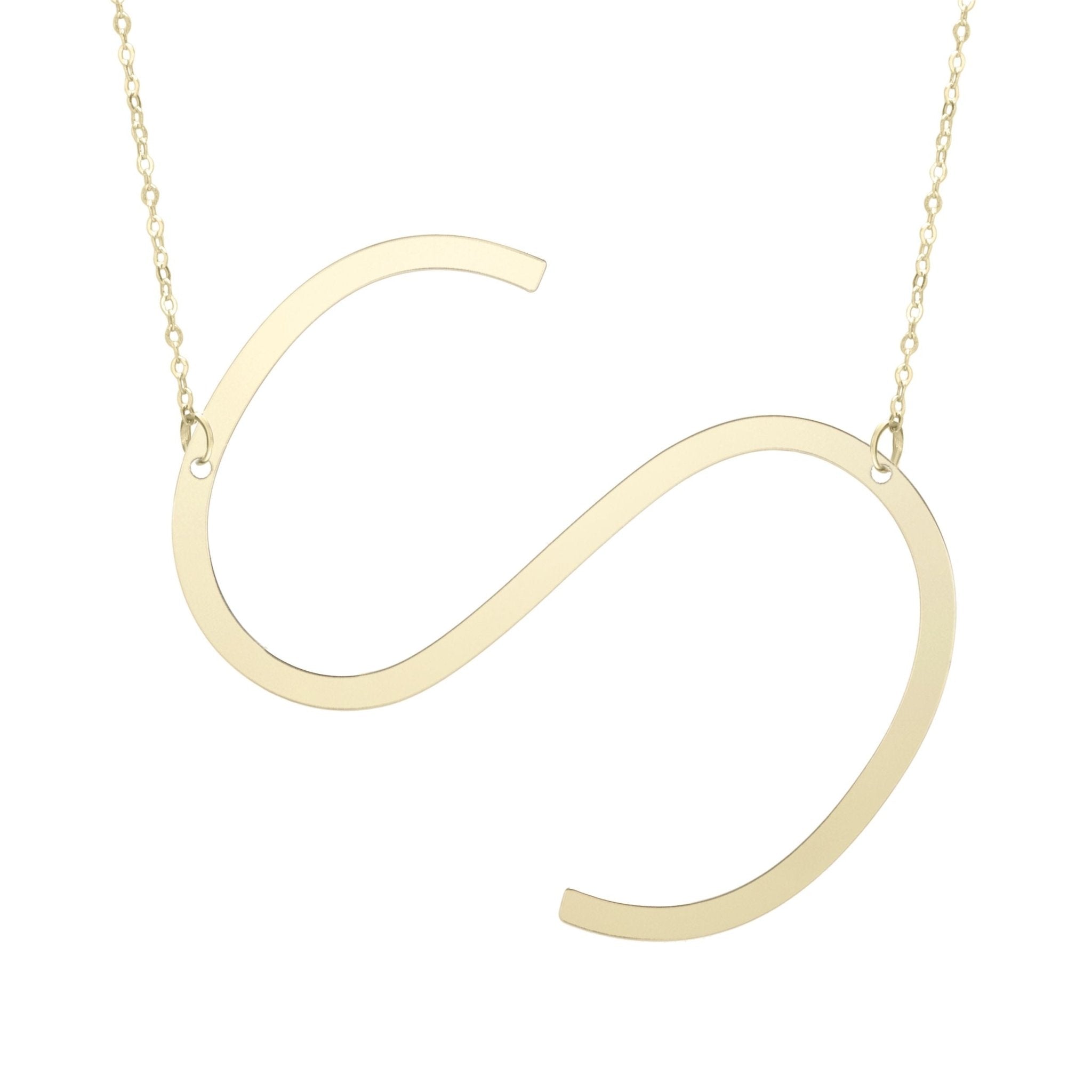 14k Yellow Gold Initial Letter Pendant Necklace, 18" - JewelryAffairs