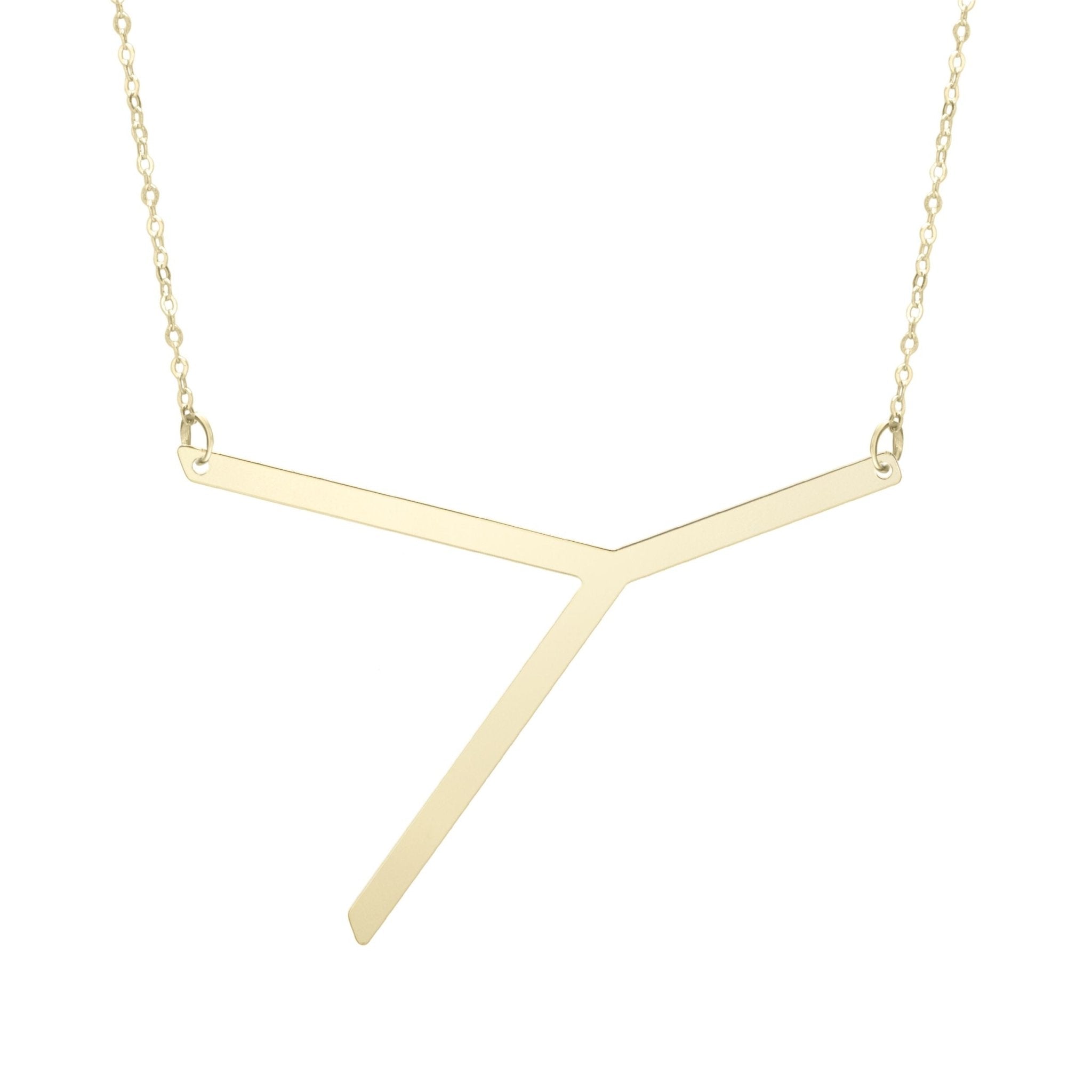 14k Yellow Gold Initial Letter Pendant Necklace, 18" - JewelryAffairs