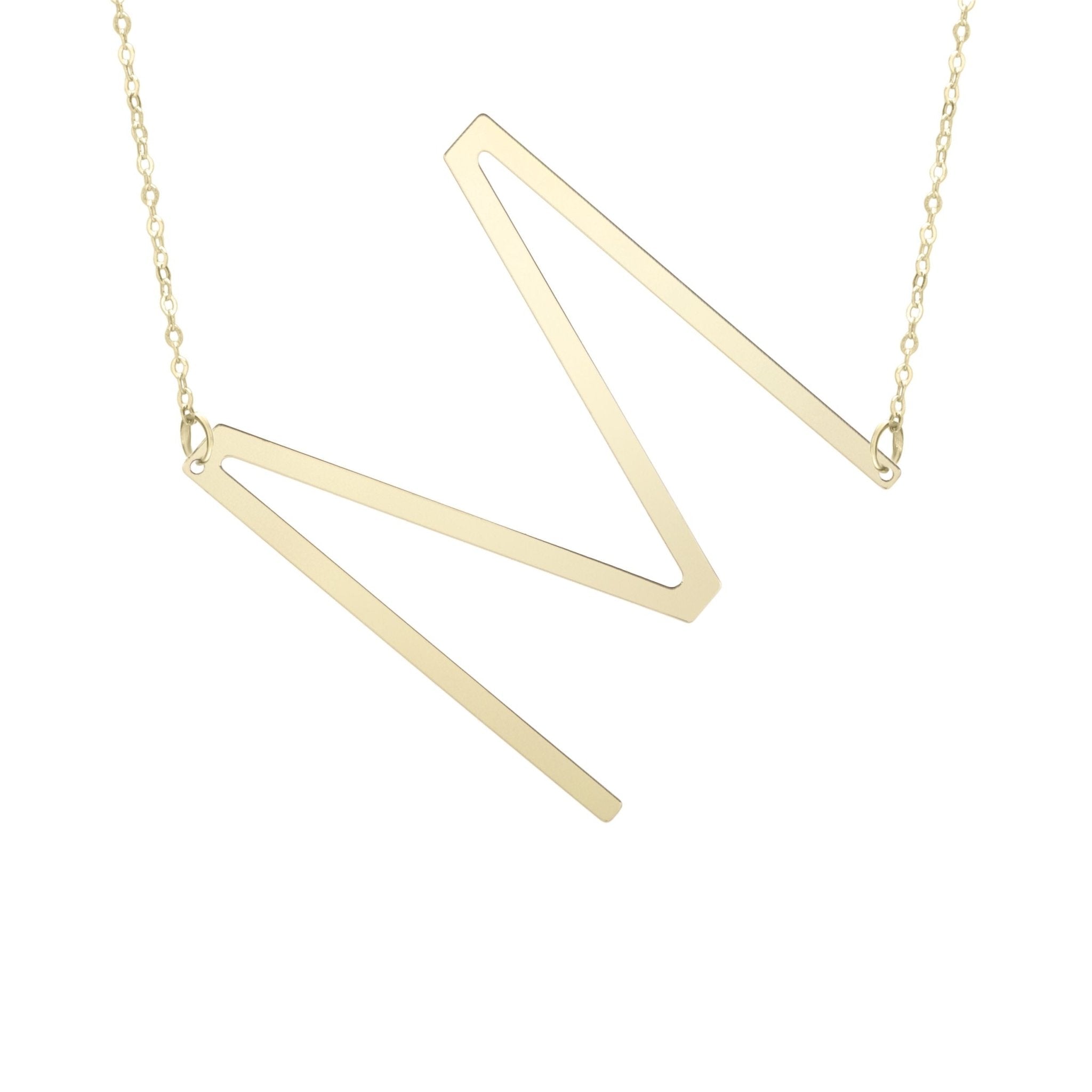 14k Yellow Gold Initial Letter Pendant Necklace, 18" - JewelryAffairs