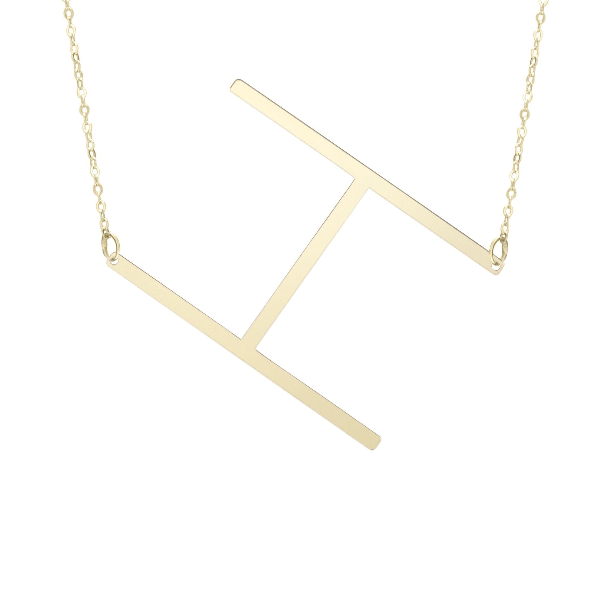 14k Yellow Gold Initial Letter Pendant Necklace, 18" - JewelryAffairs