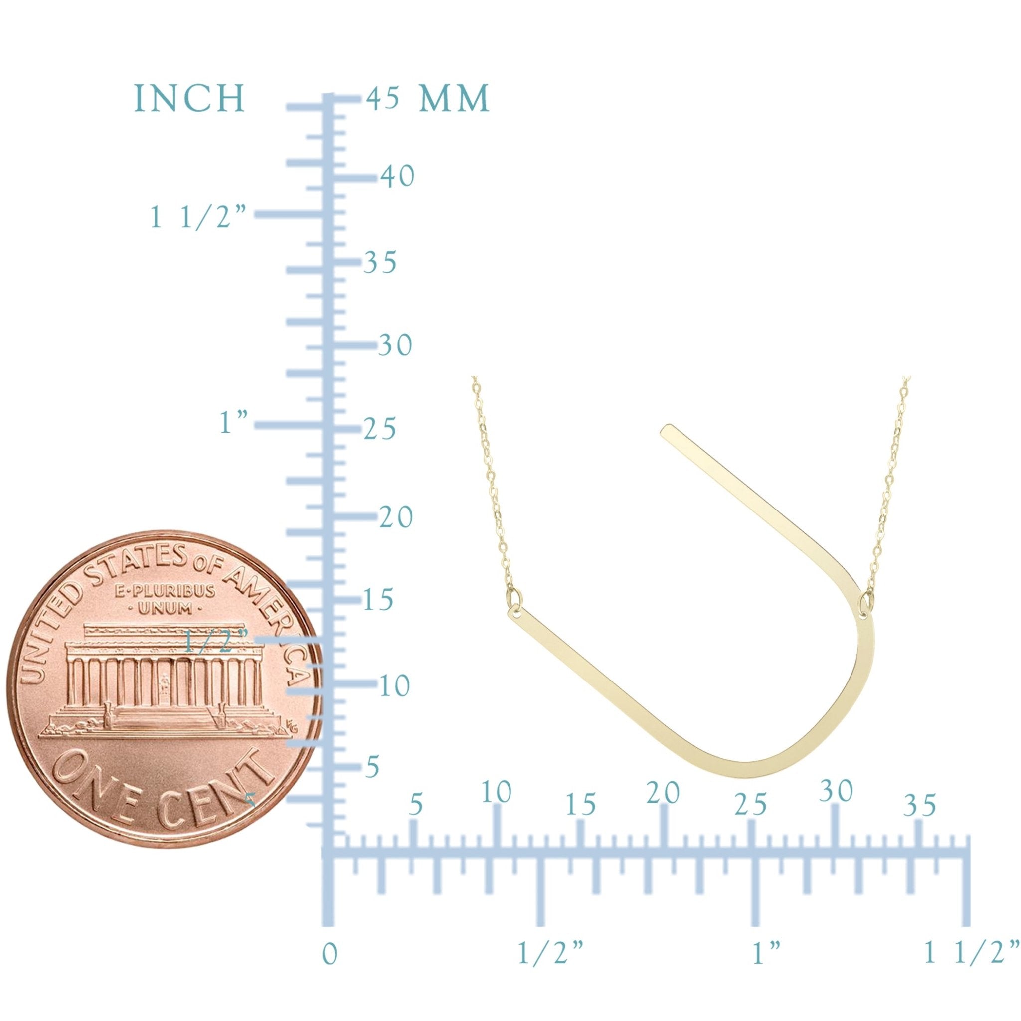 14k Yellow Gold Initial Letter Pendant Necklace, 18" - JewelryAffairs