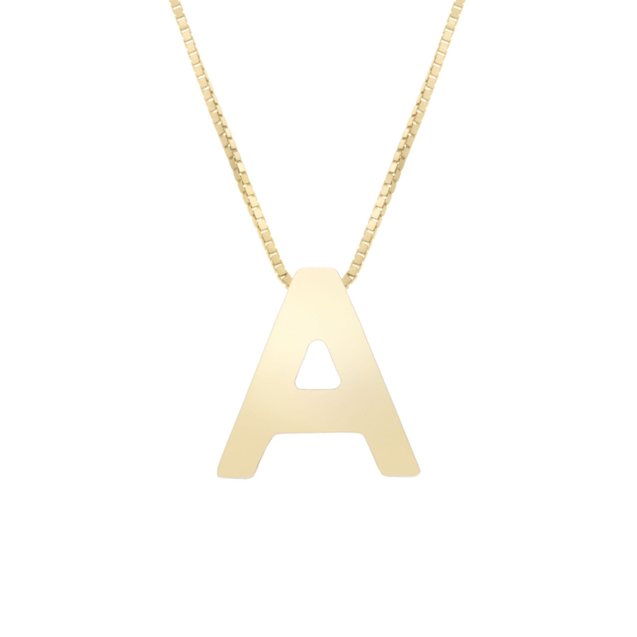 14k Yellow Gold Initial Letter Pendant Necklace, 18" - JewelryAffairs