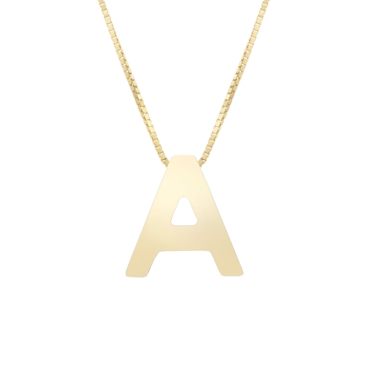 14k Yellow Gold Initial Letter Pendant Necklace, 18" - JewelryAffairs