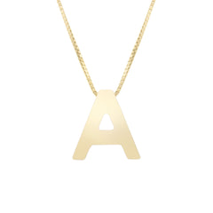 14k Yellow Gold Initial Letter Pendant Necklace, 18" - JewelryAffairs