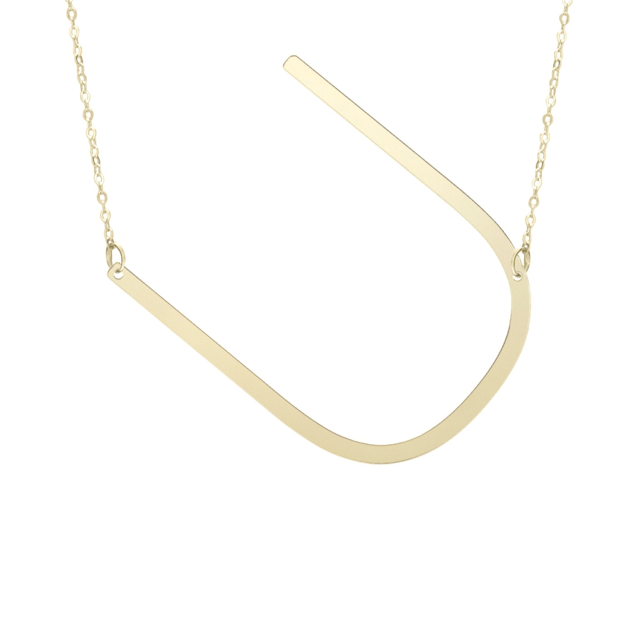 14k Yellow Gold Initial Letter Pendant Necklace, 18" - JewelryAffairs