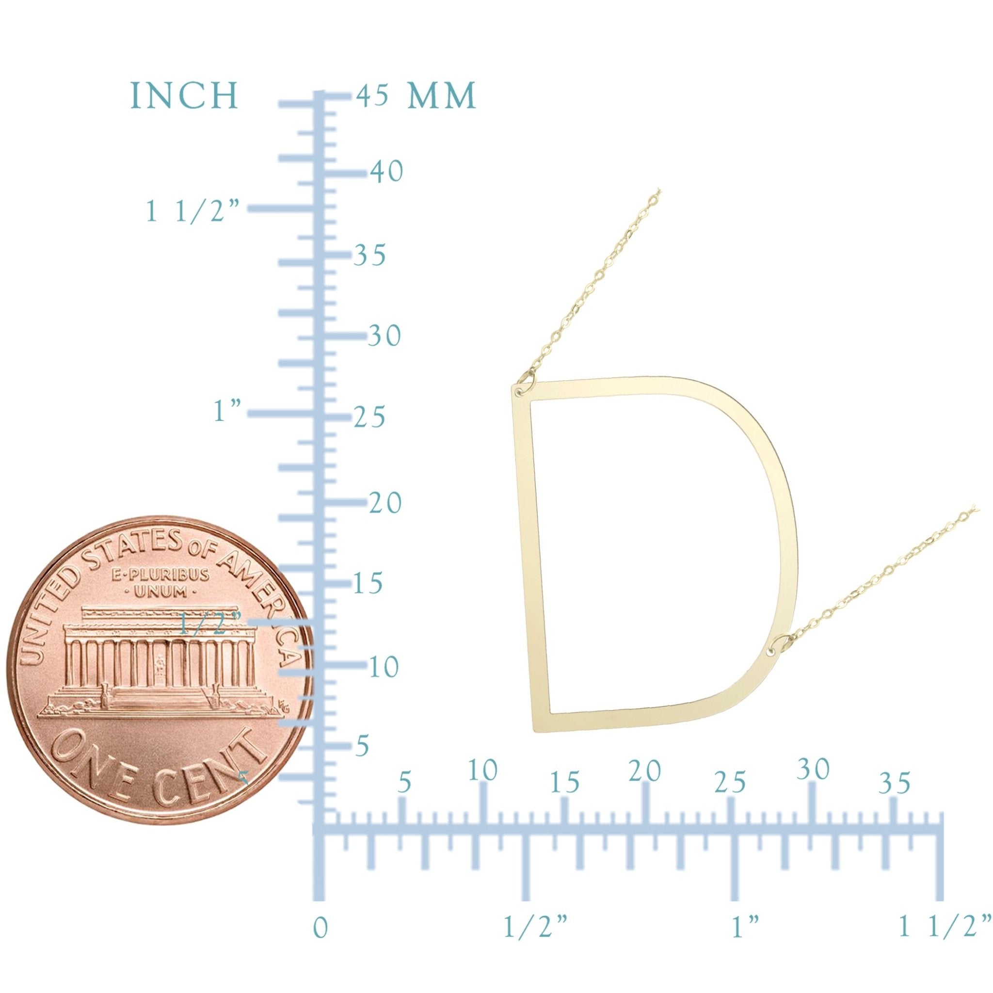 14k Yellow Gold Initial Letter Pendant Necklace, 18" - JewelryAffairs