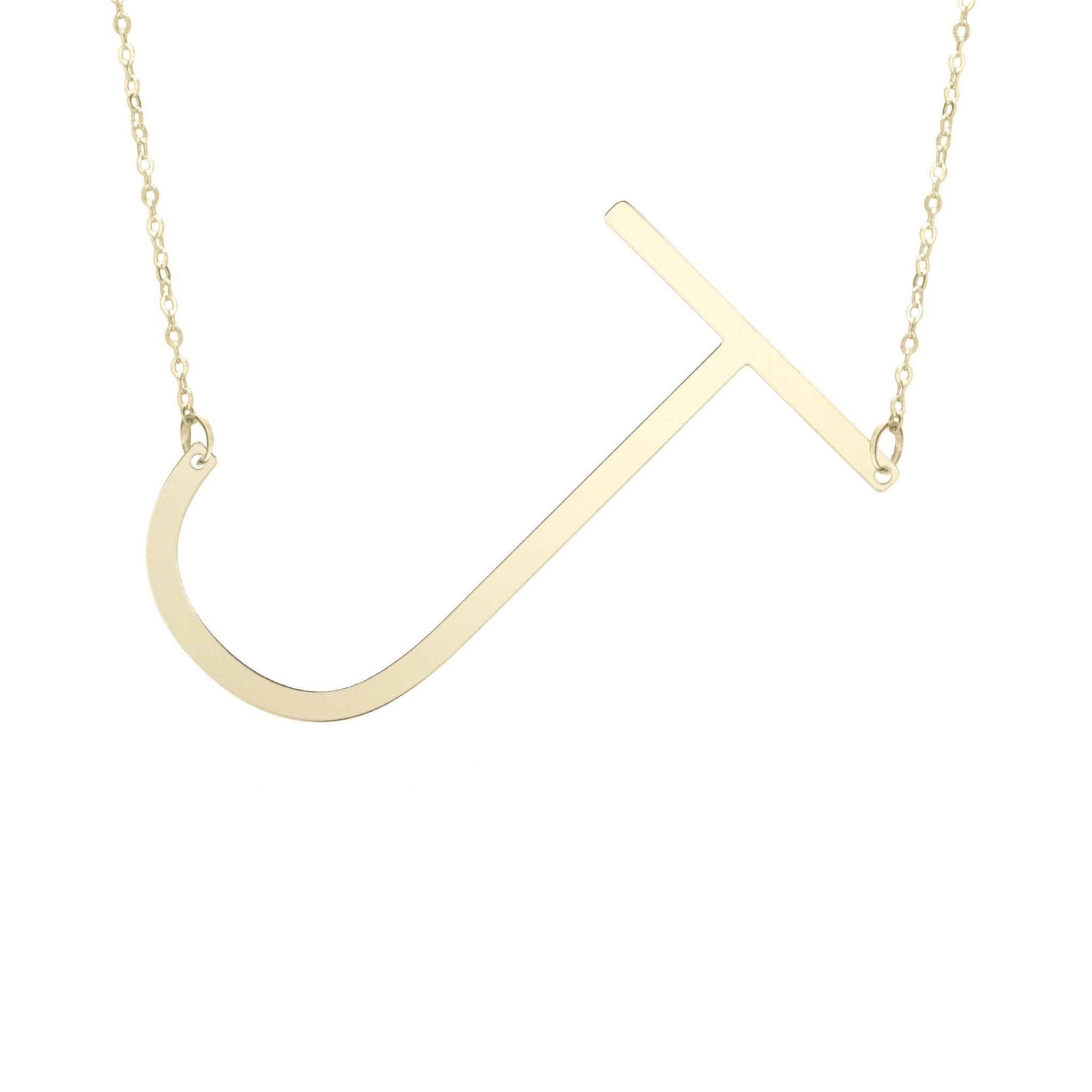 14k Yellow Gold Initial Letter Pendant Necklace, 18" - JewelryAffairs
