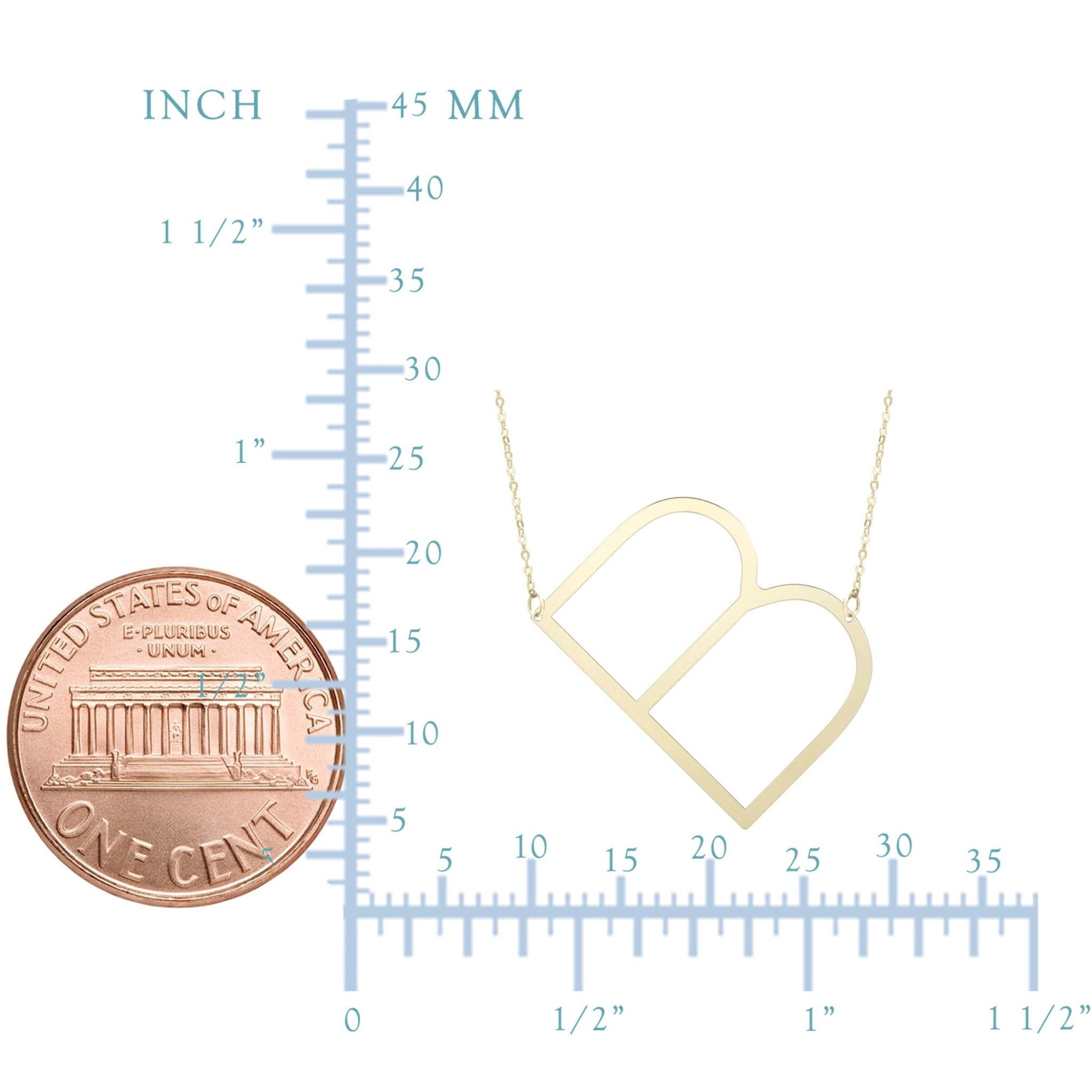 14k Yellow Gold Initial Letter Pendant Necklace, 18" - JewelryAffairs