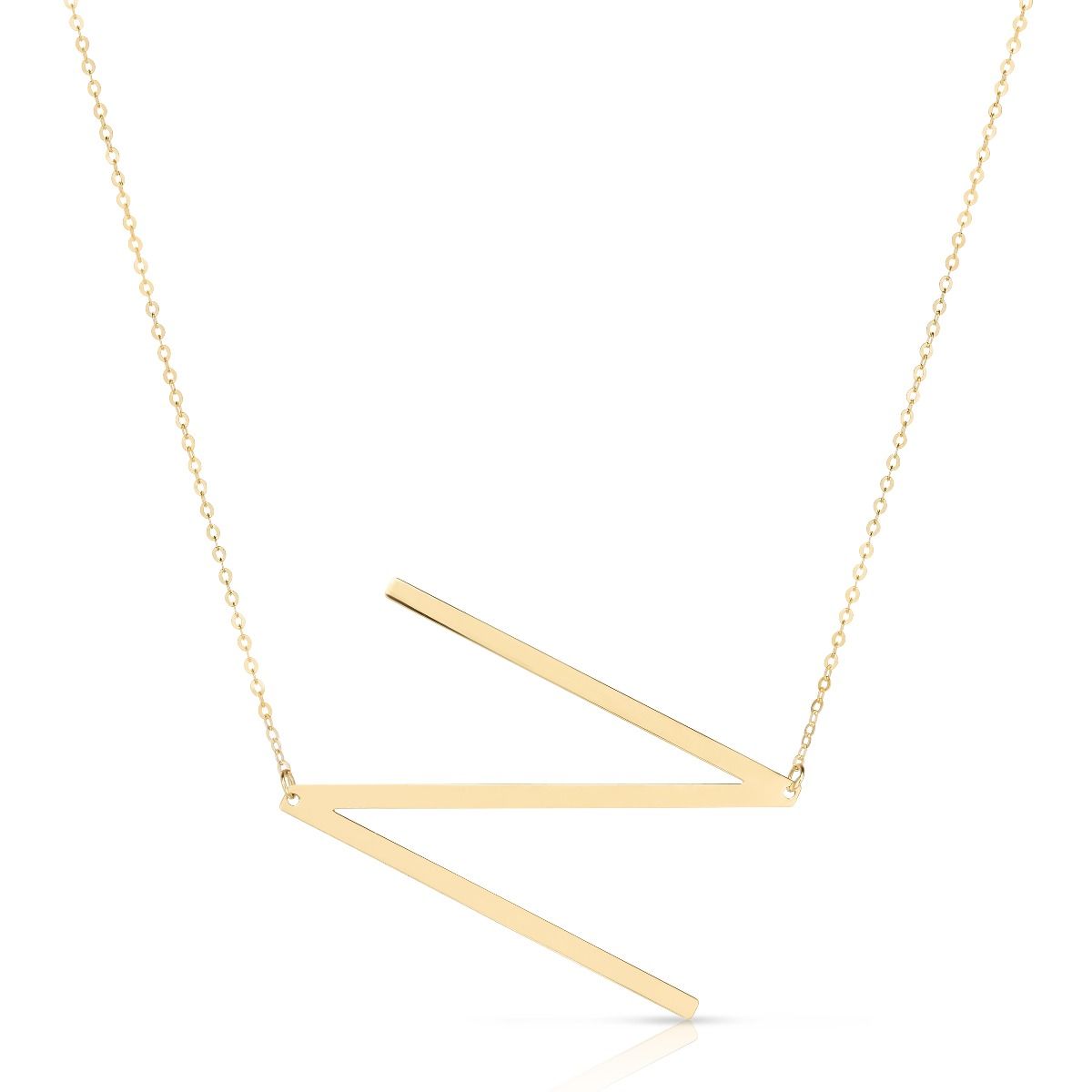 14k Yellow Gold Initial Letter Pendant Necklace, 18" - JewelryAffairs