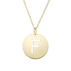 14k Yellow Gold Initial Letter Round Pendant Necklace, 18"