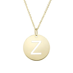 14k Yellow Gold Initial Letter Round Pendant Necklace, 18"