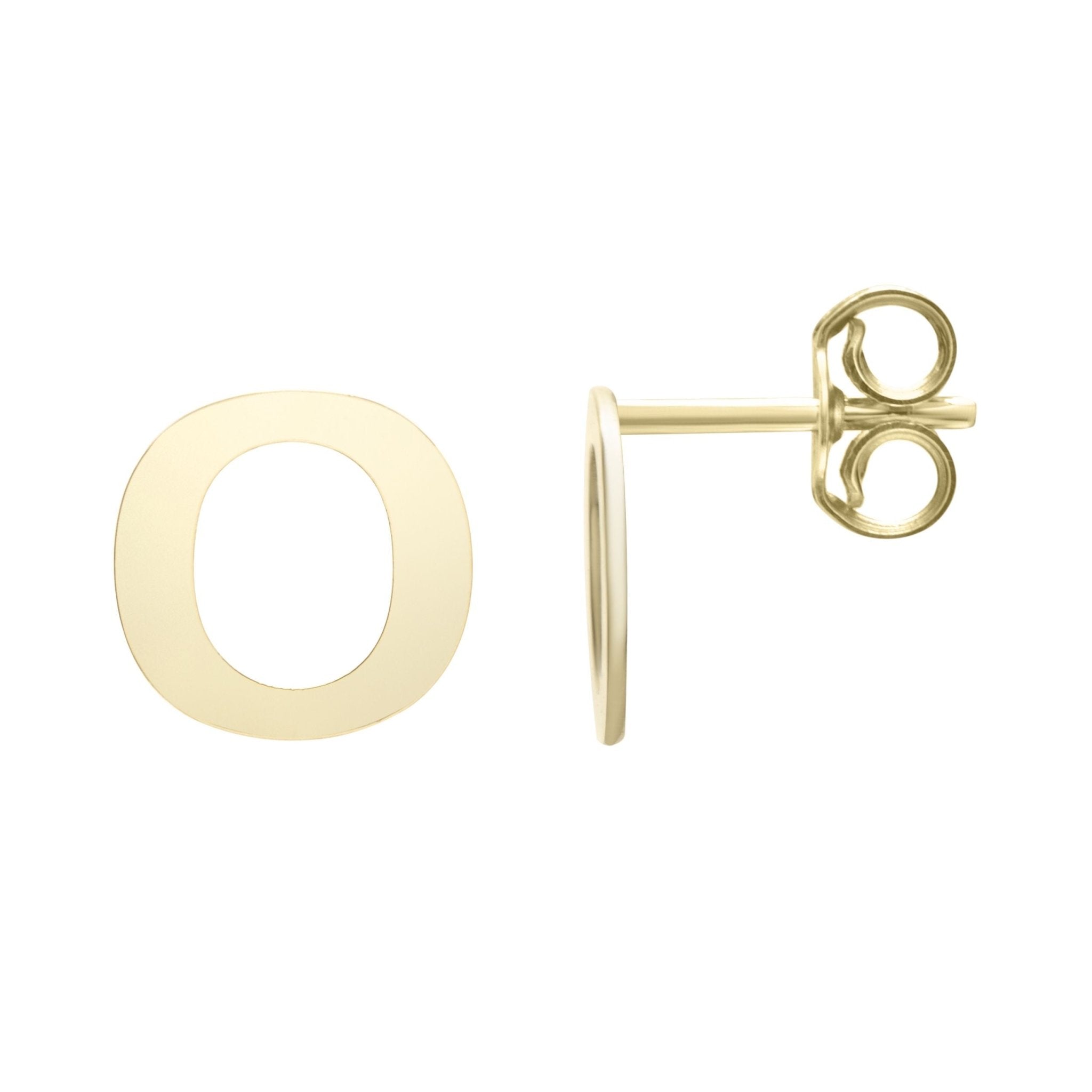14k Yellow Gold Initial Letter Stud Earrings - JewelryAffairs
