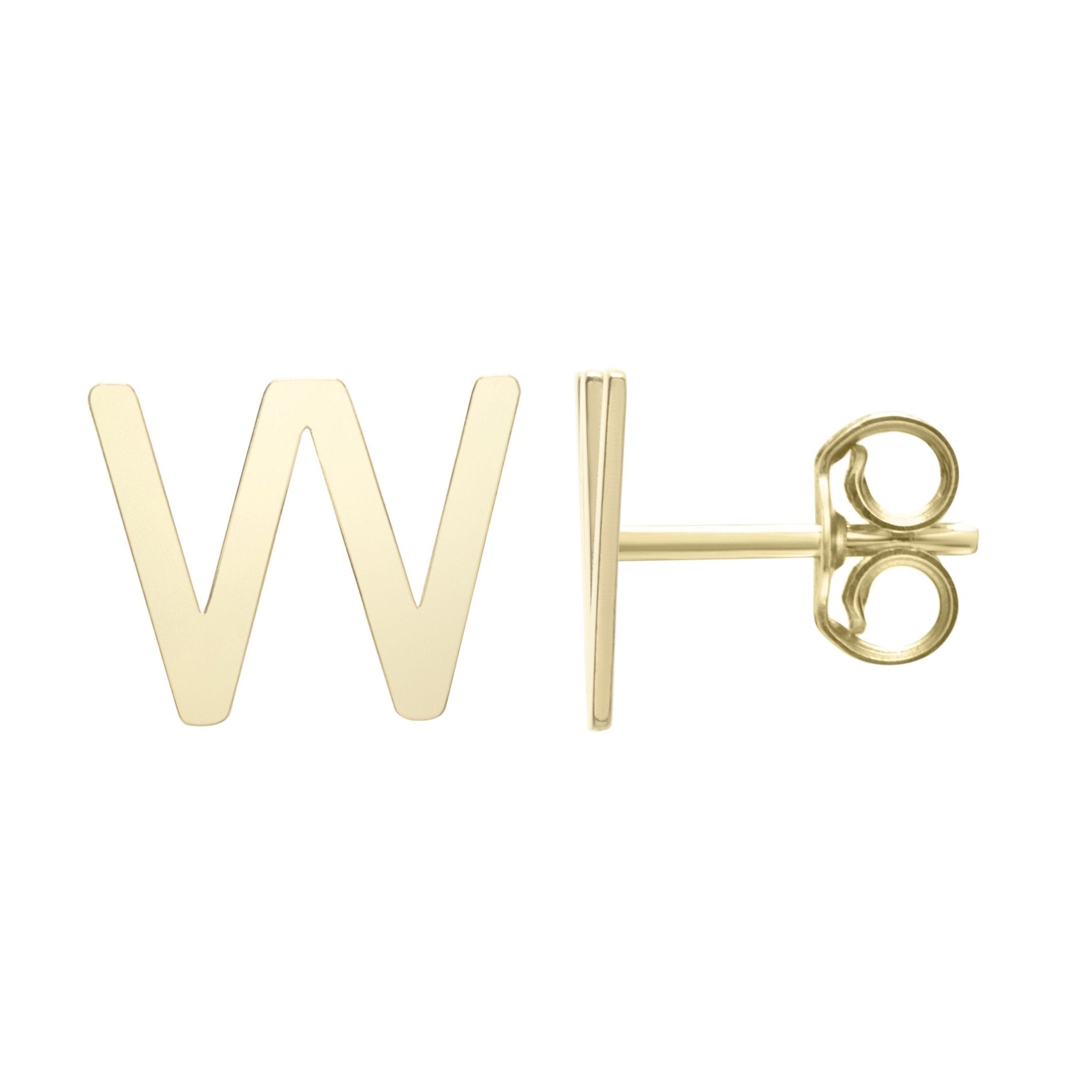 14k Yellow Gold Initial Letter Stud Earrings - JewelryAffairs