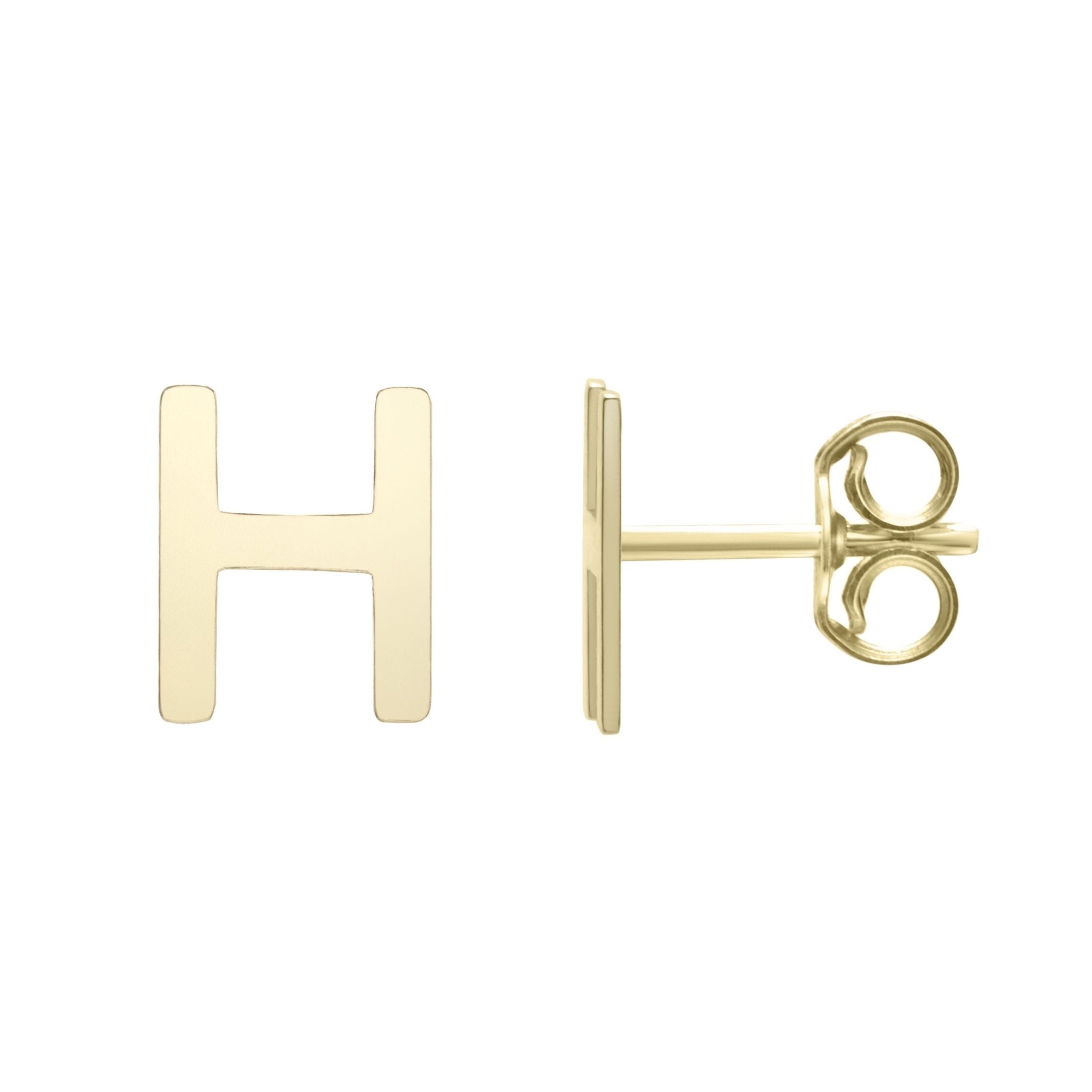 14k Yellow Gold Initial Letter Stud Earrings - JewelryAffairs