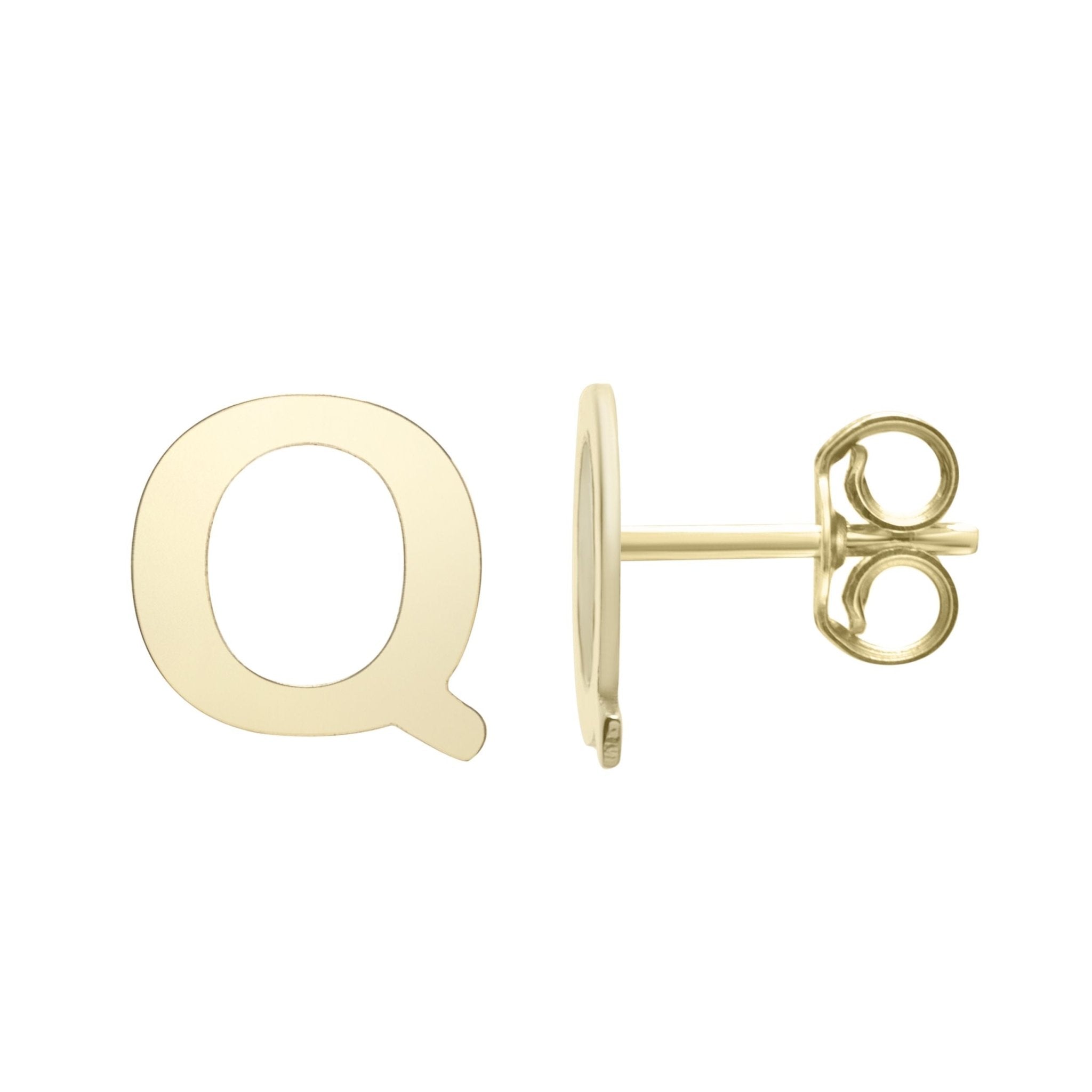 14k Yellow Gold Initial Letter Stud Earrings - JewelryAffairs