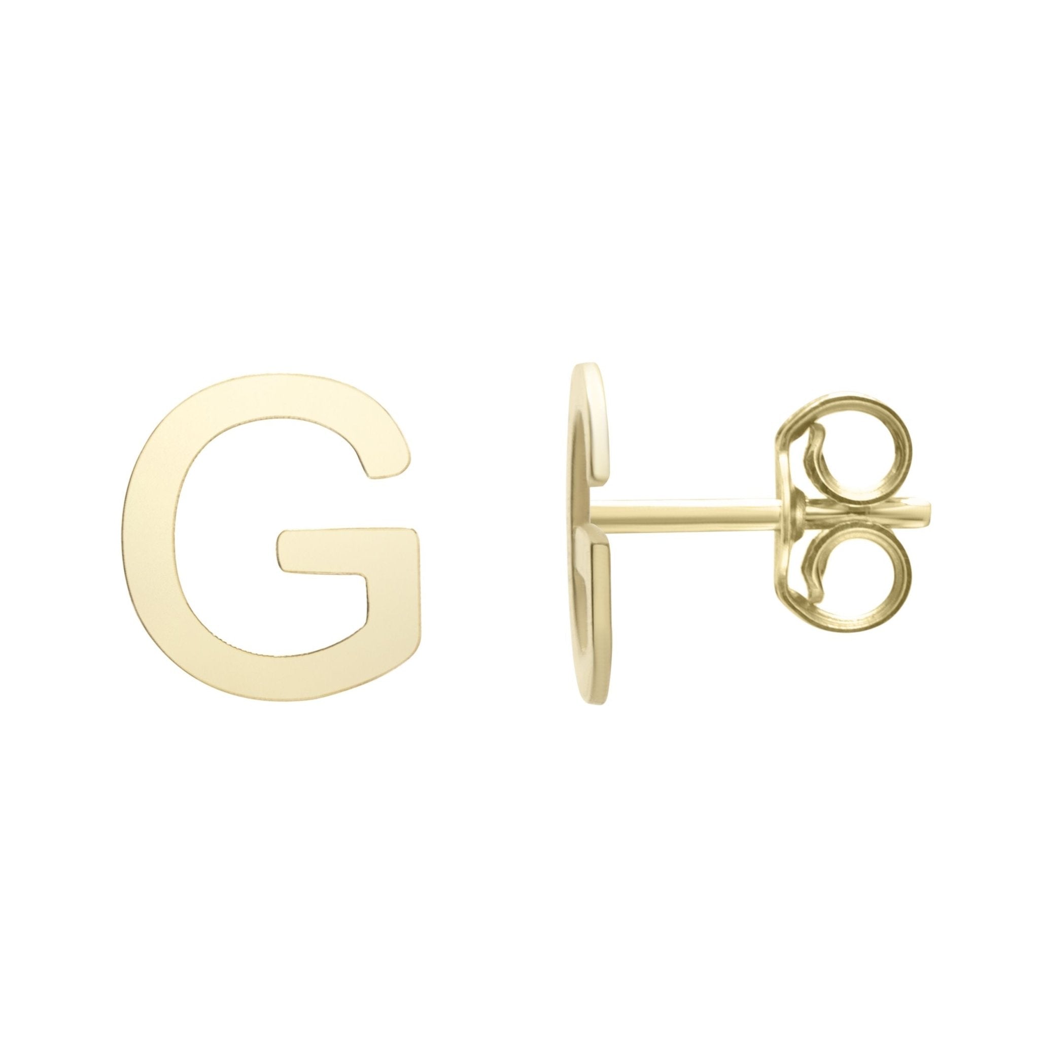 14k Yellow Gold Initial Letter Stud Earrings - JewelryAffairs