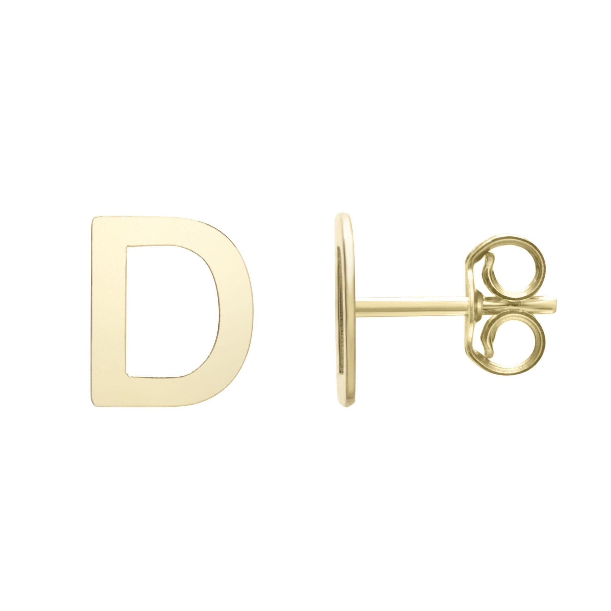 14k Yellow Gold Initial Letter Stud Earrings - JewelryAffairs