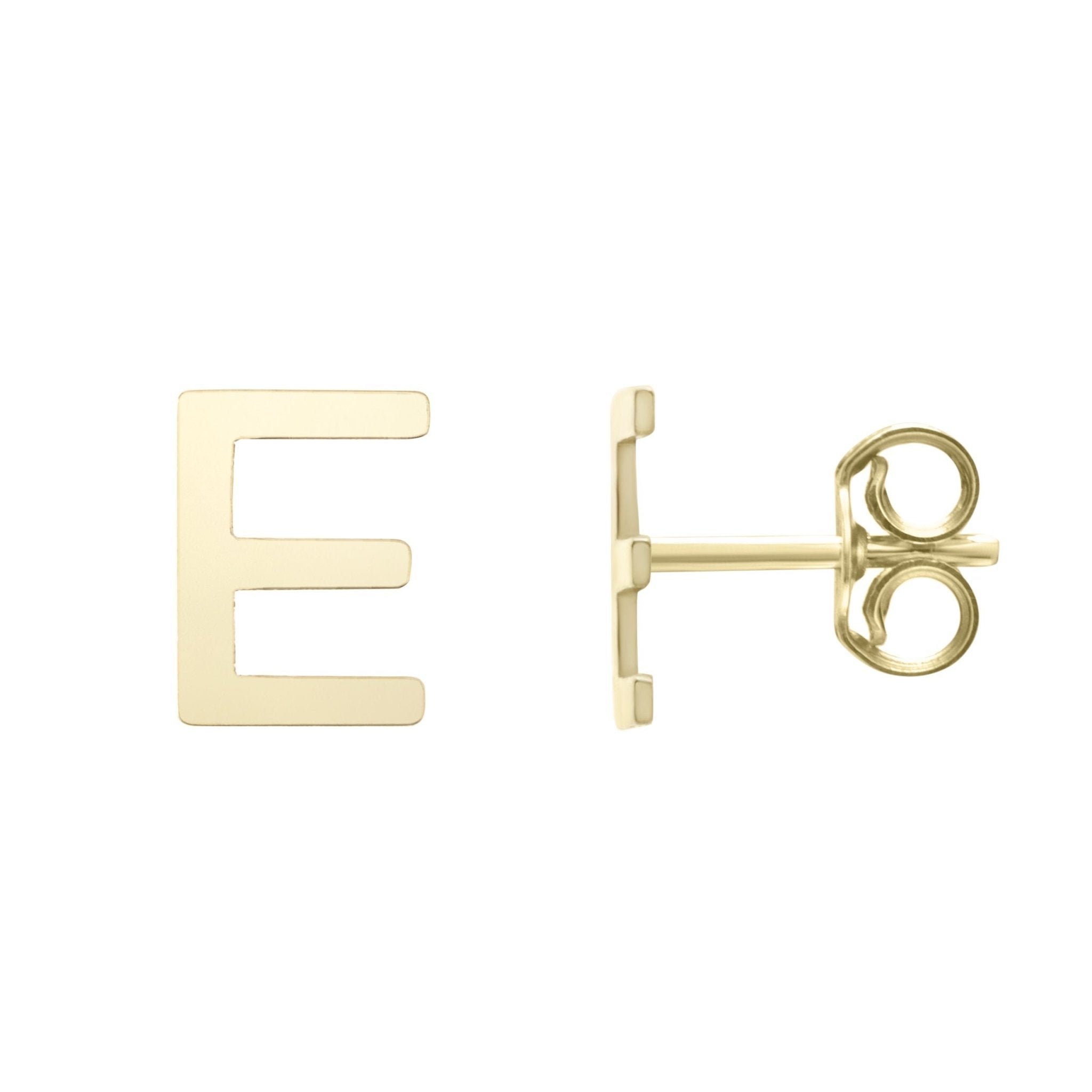 14k Yellow Gold Initial Letter Stud Earrings - JewelryAffairs