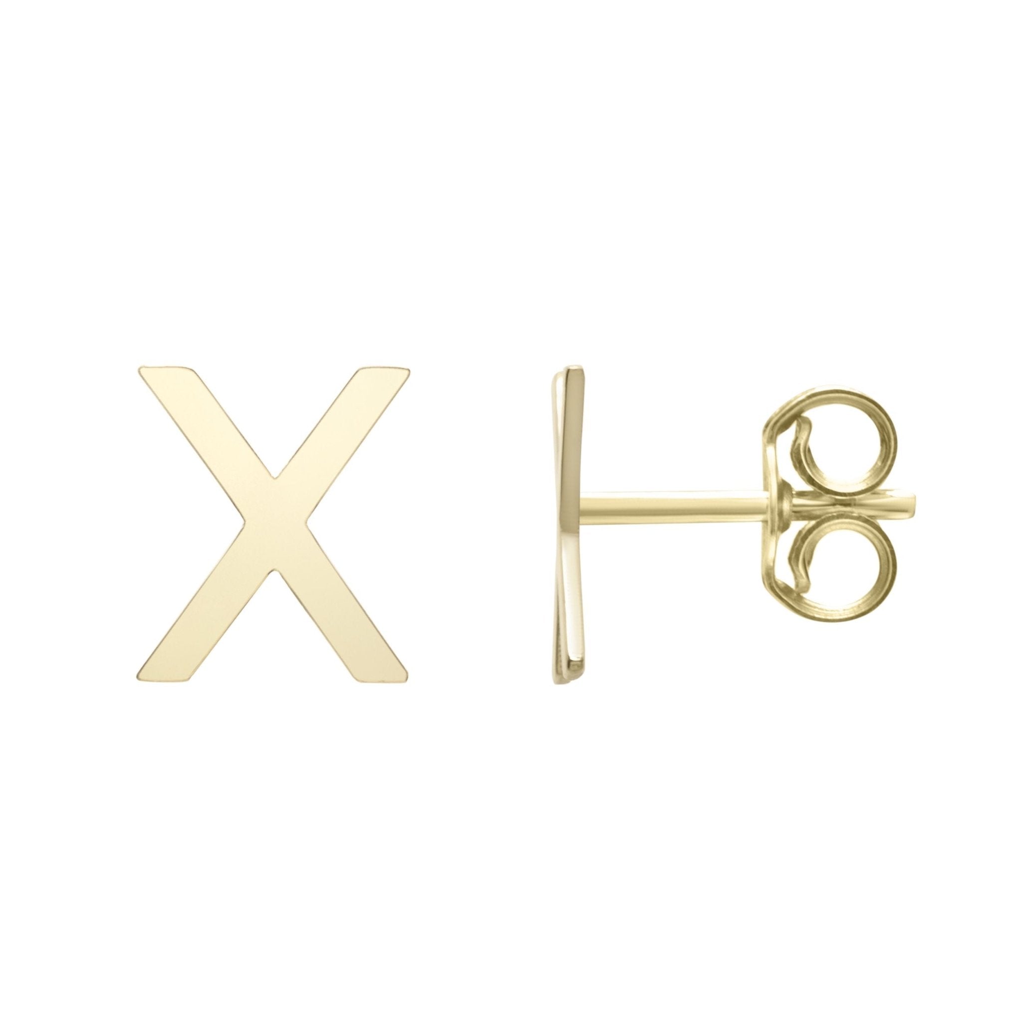 14k Yellow Gold Initial Letter Stud Earrings - JewelryAffairs