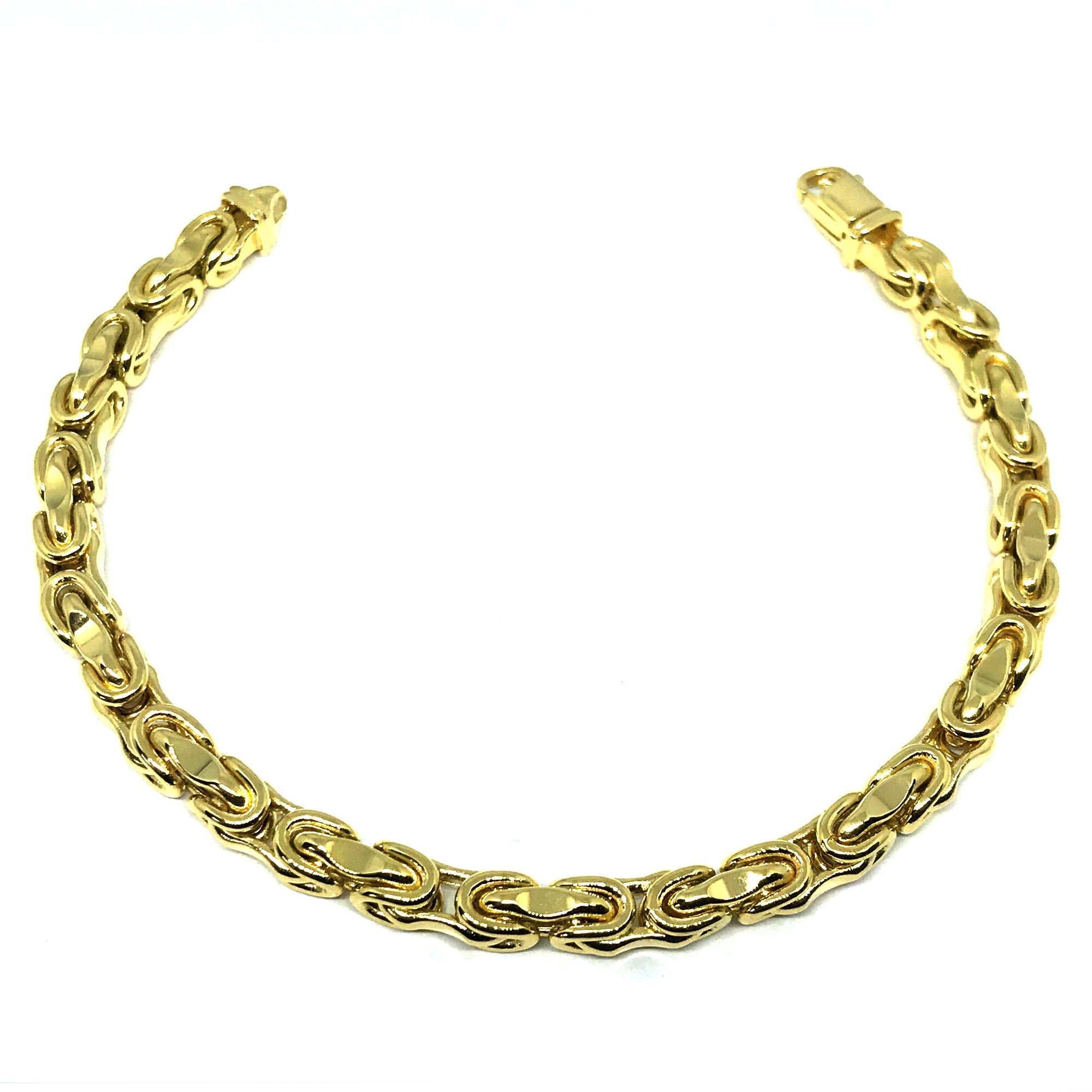 14k Yellow Gold Interconnected Link Mens Bracelet, 8.5" - JewelryAffairs