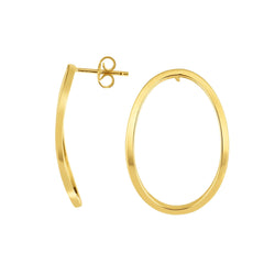 14k Yellow Gold Large Oval Post Stud Earrings - JewelryAffairs