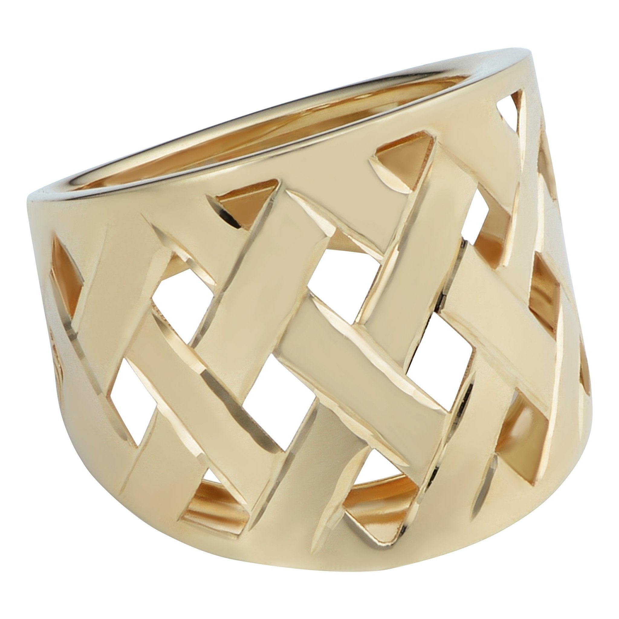 14k Yellow Gold Lattice Ring - JewelryAffairs