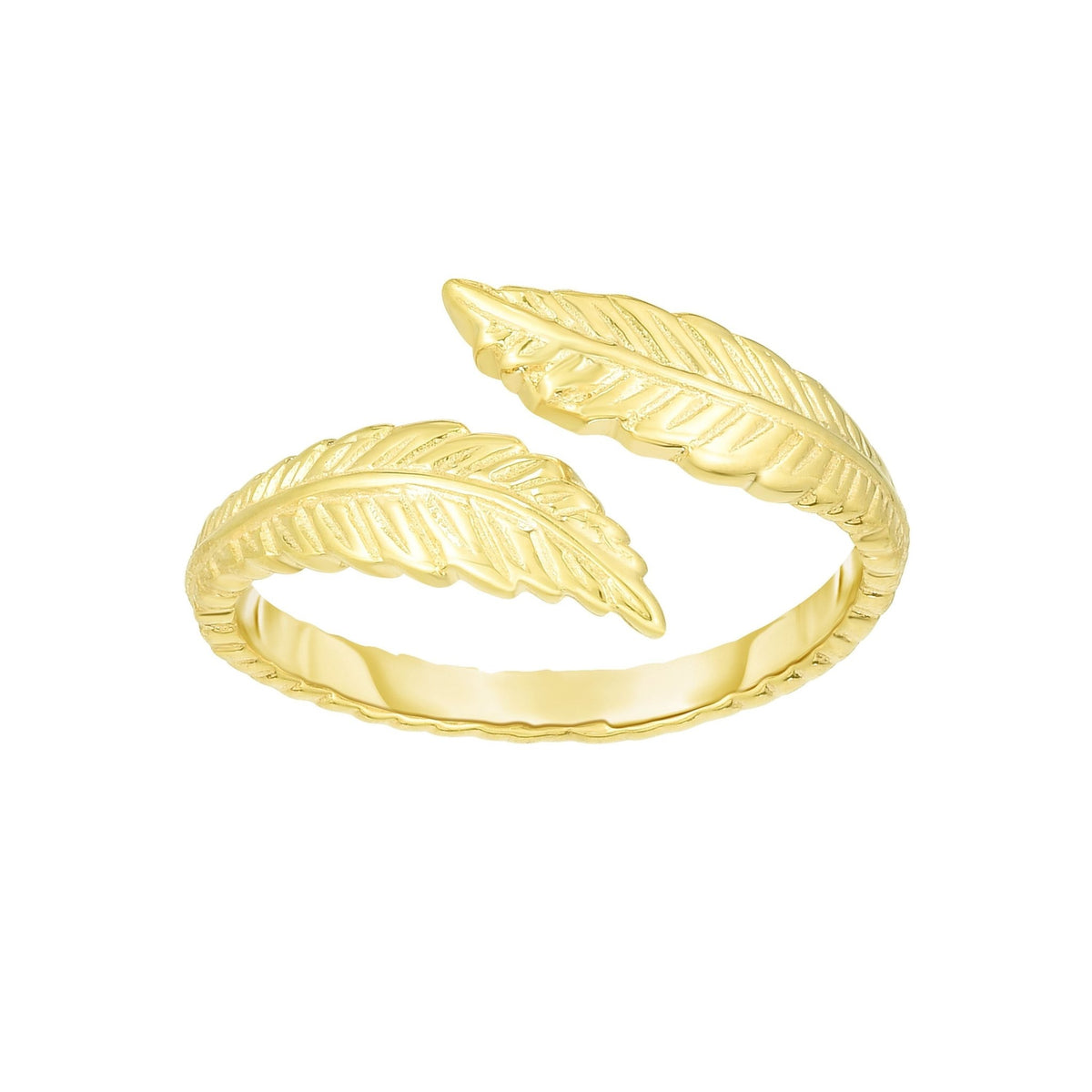 14K Yellow Gold Leaf Adjustable Toe Ring 9mm - JewelryAffairs